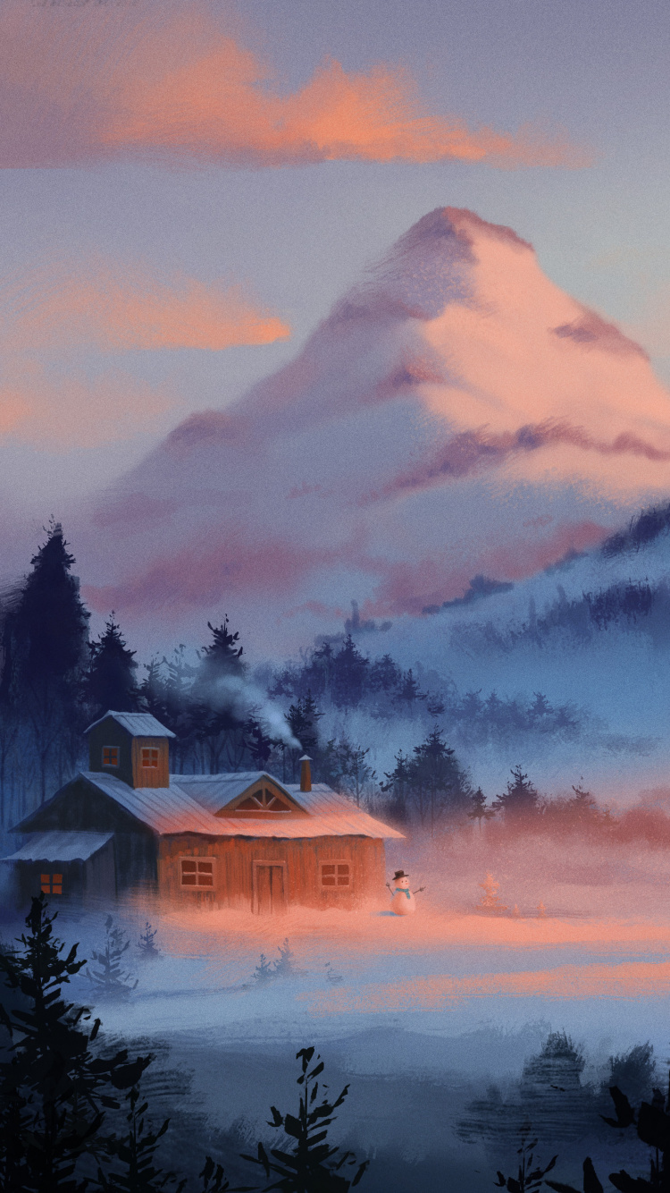 Brown Wooden House Near Green Trees and Lake During Daytime. Wallpaper in 750x1334 Resolution