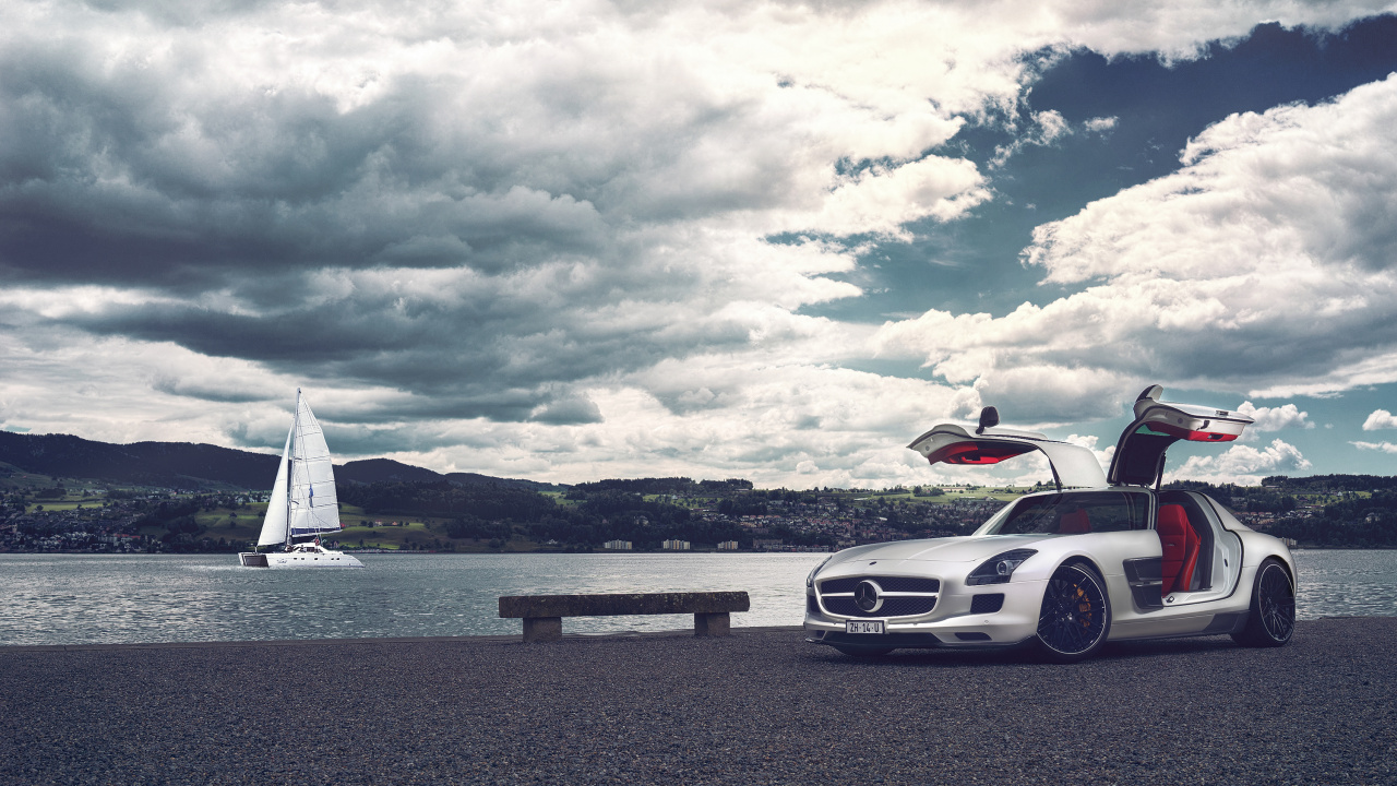 White Porsche 911 on Beach During Daytime. Wallpaper in 1280x720 Resolution