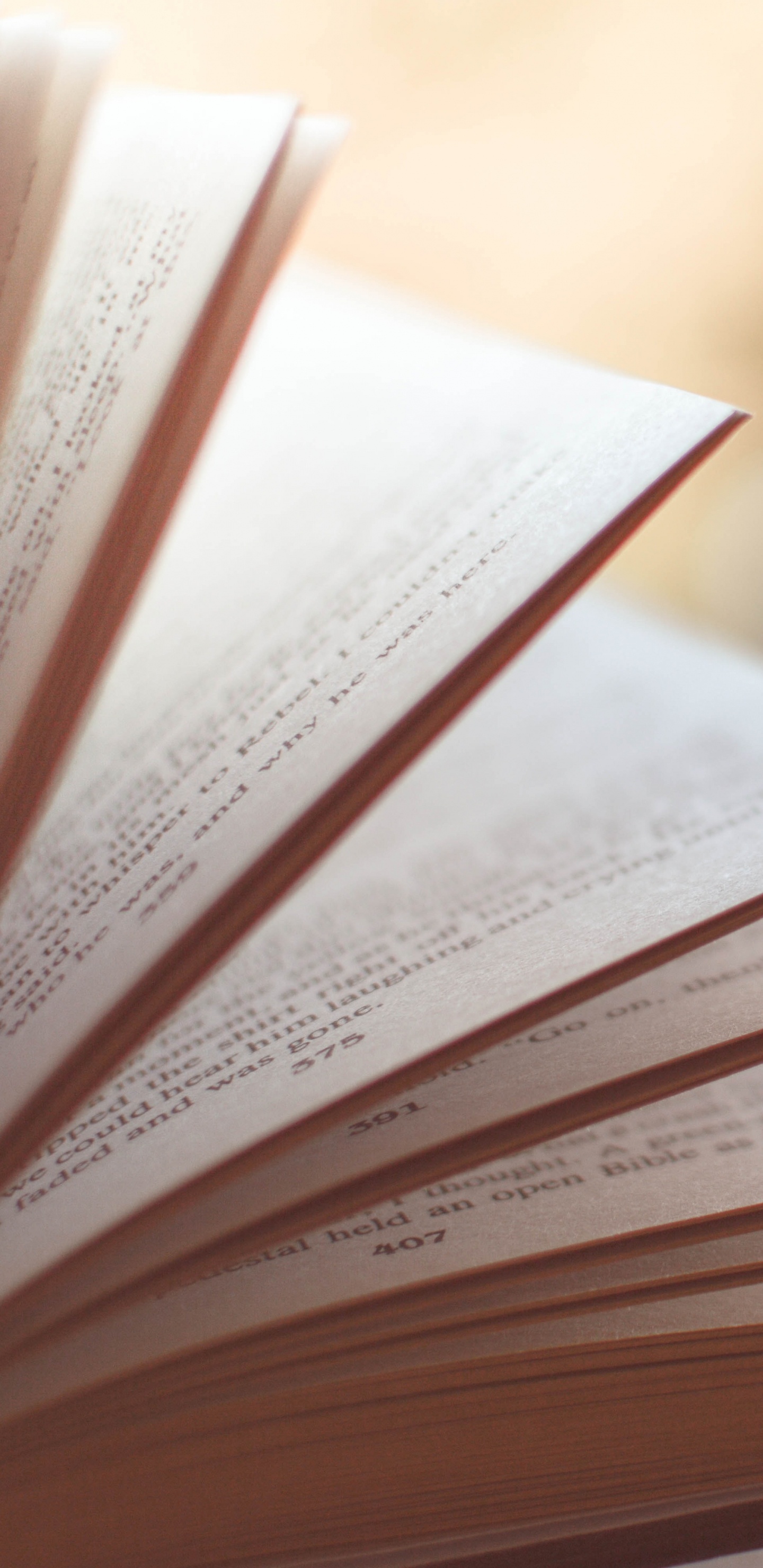 White Open Book on Brown Wooden Table. Wallpaper in 1440x2960 Resolution