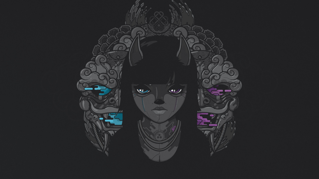 Femme Aux Cheveux Violets et Blancs Illustration. Wallpaper in 1280x720 Resolution