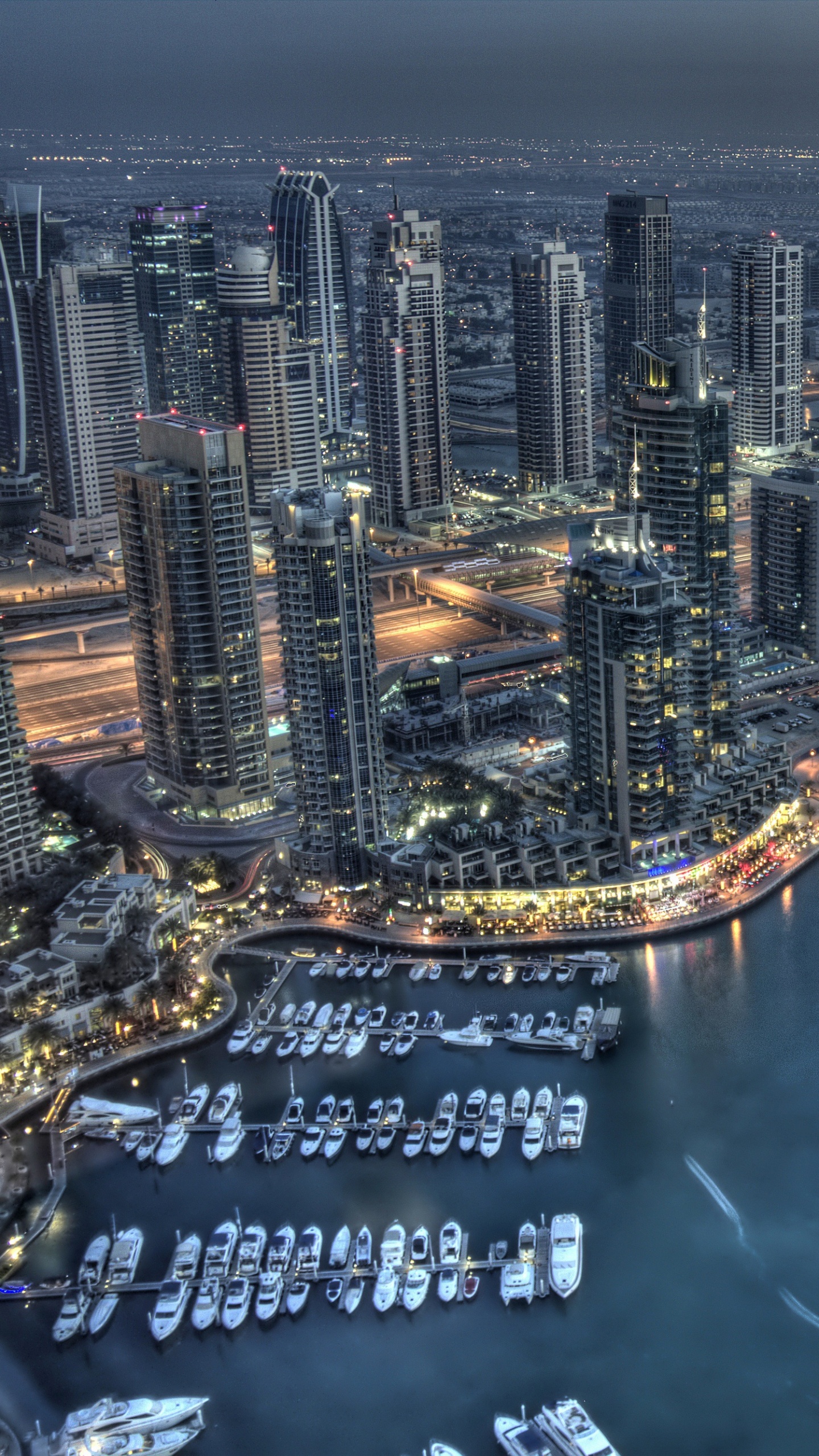 Aerial View of City Buildings During Night Time. Wallpaper in 1440x2560 Resolution