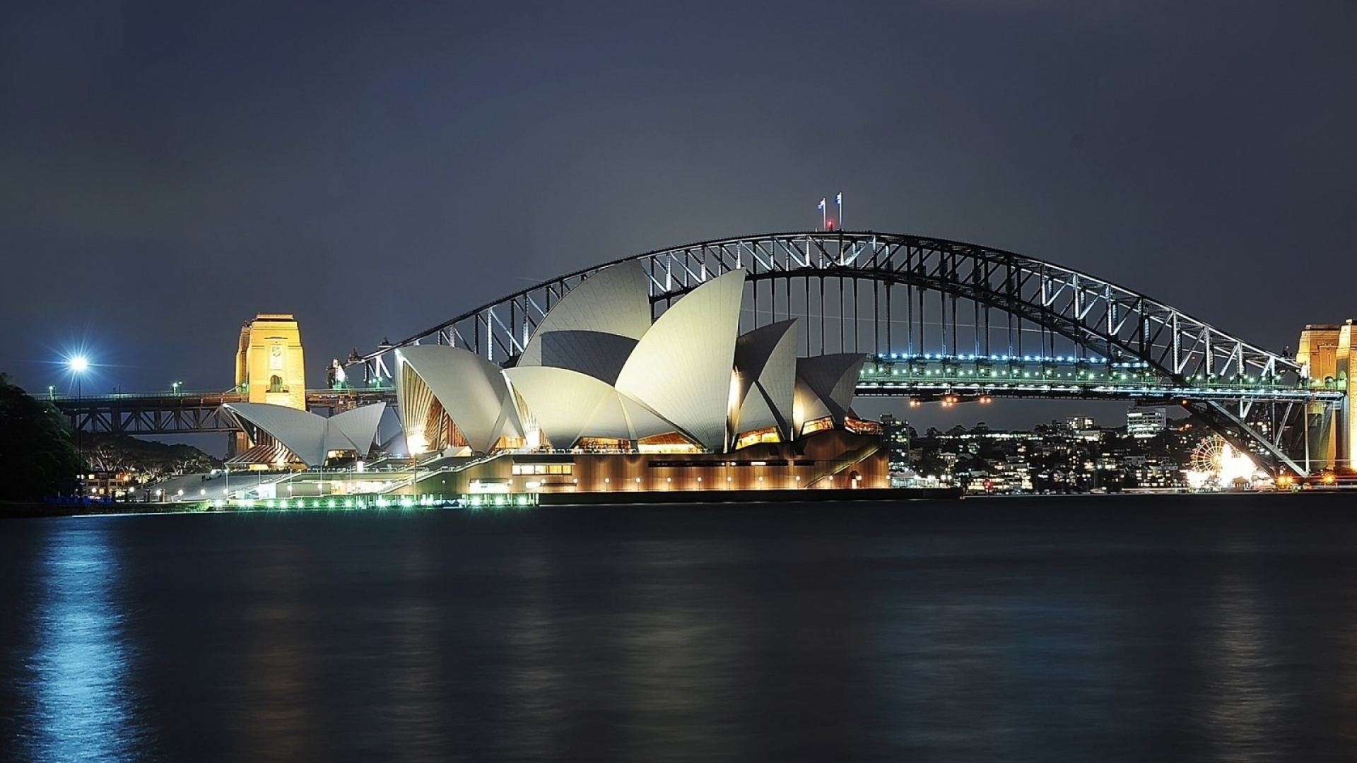 Sydney Opera House en Australia Durante la Noche. Wallpaper in 1920x1080 Resolution