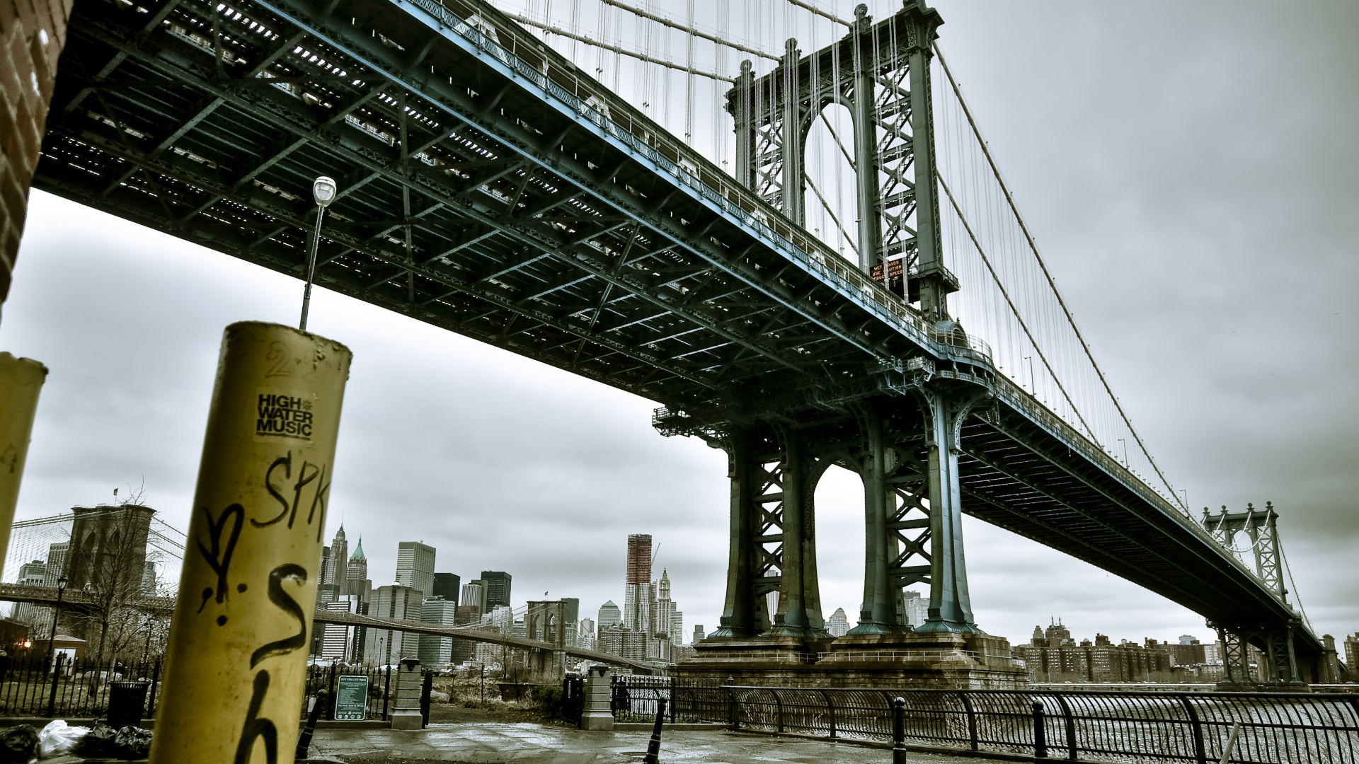 Gray Concrete Bridge Under White Sky During Daytime. Wallpaper in 1920x1080 Resolution