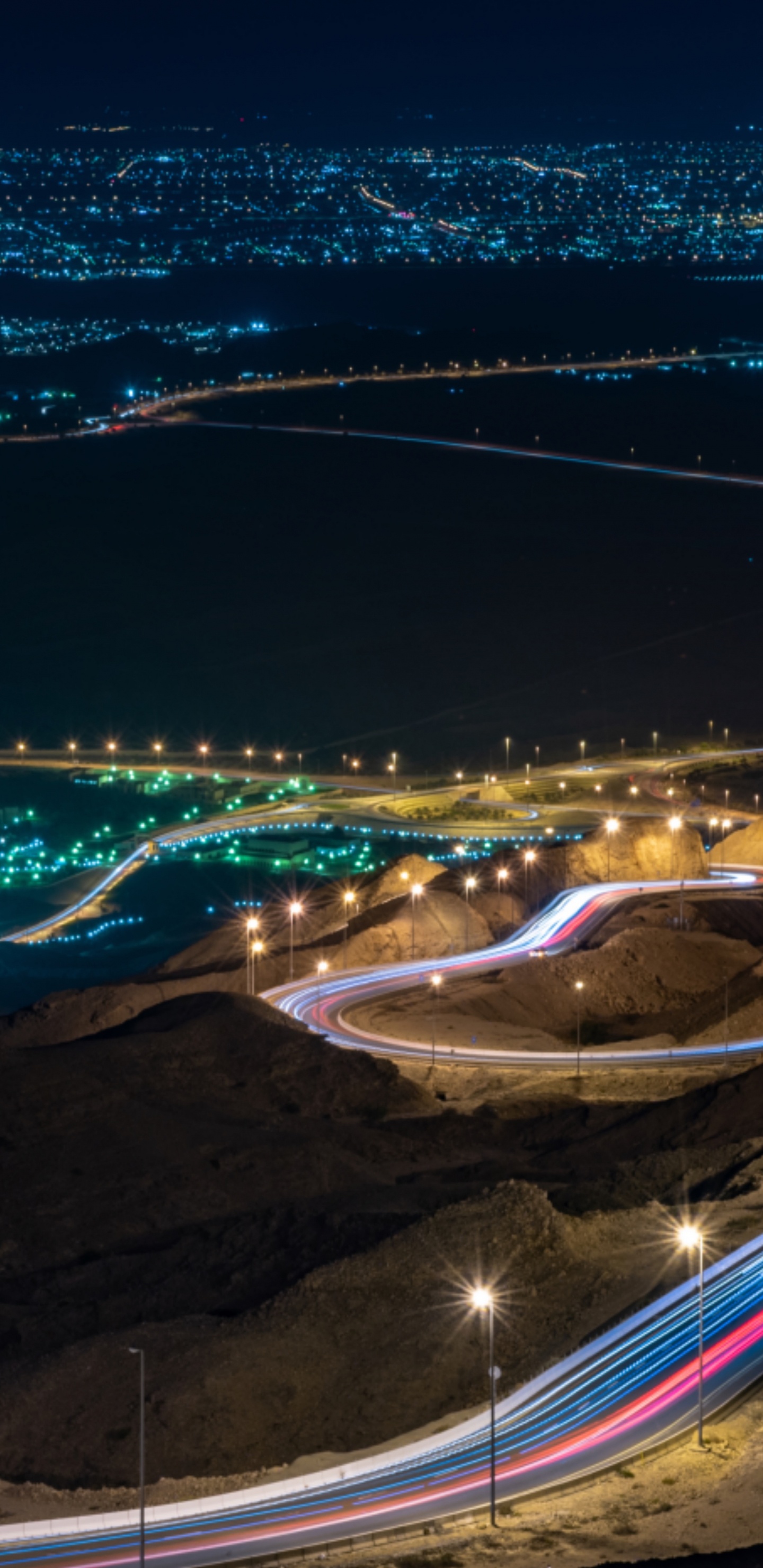 Aerial View of City During Night Time. Wallpaper in 1440x2960 Resolution