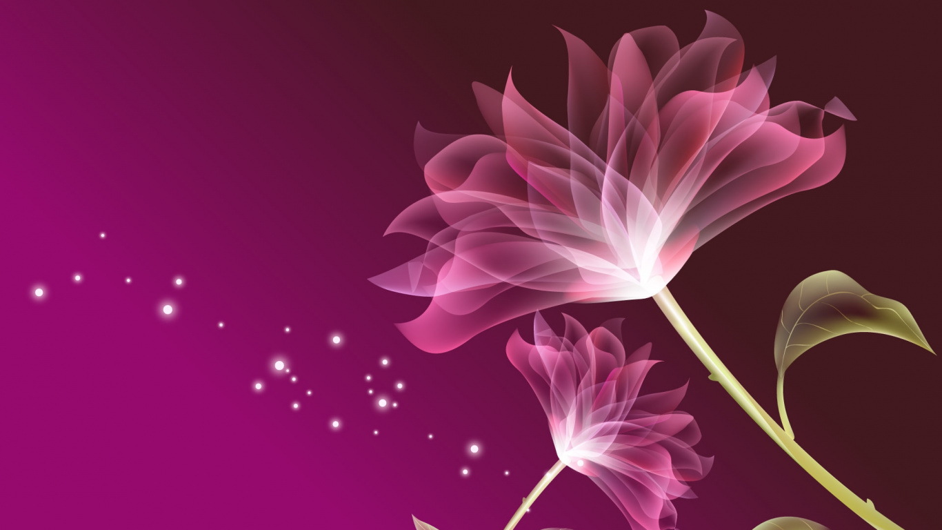 Fleur Violette Aux Feuilles Vertes. Wallpaper in 1366x768 Resolution