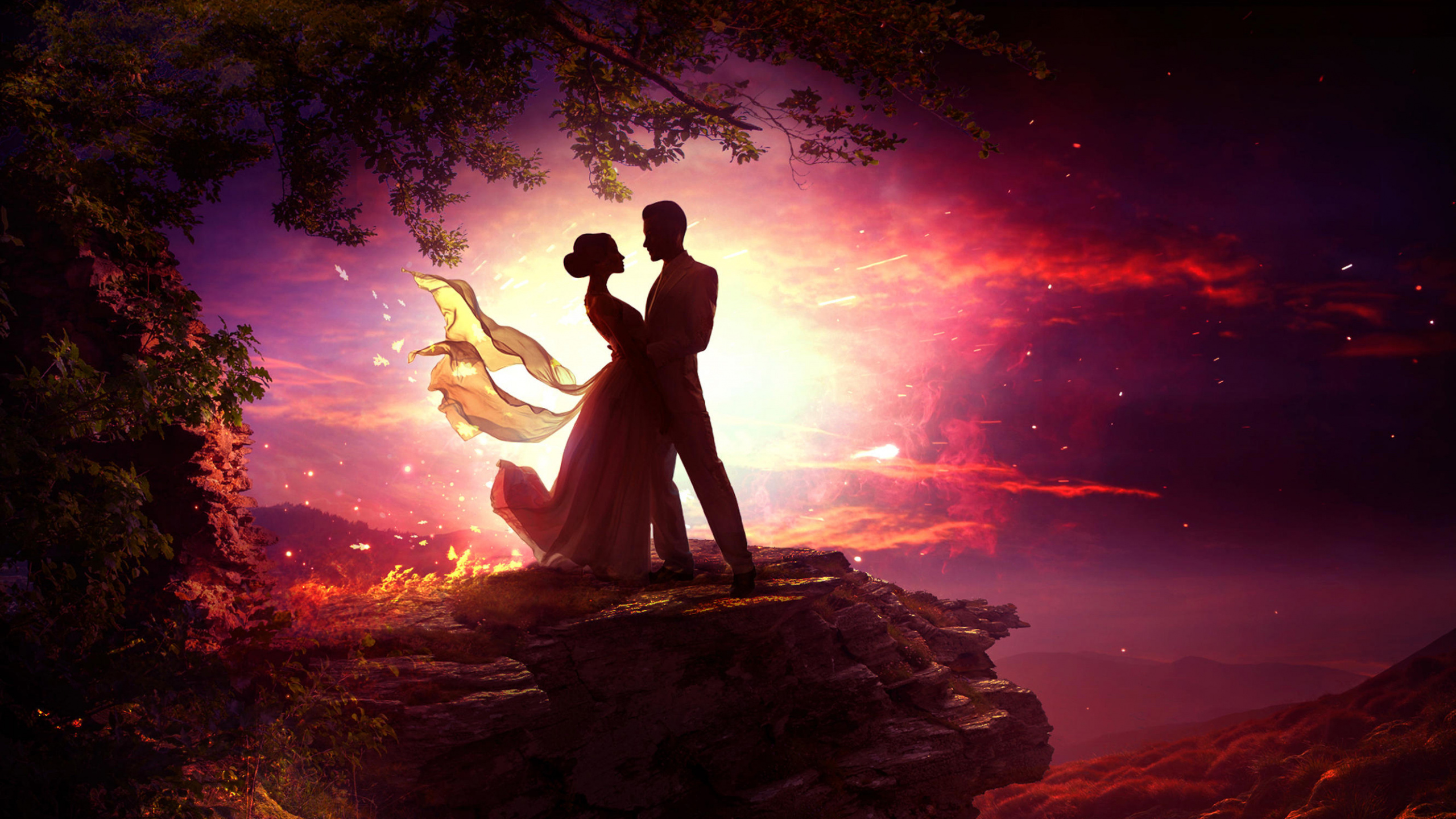 Romanticismo, Luz, Morado, Amor, Vestido. Wallpaper in 2560x1440 Resolution