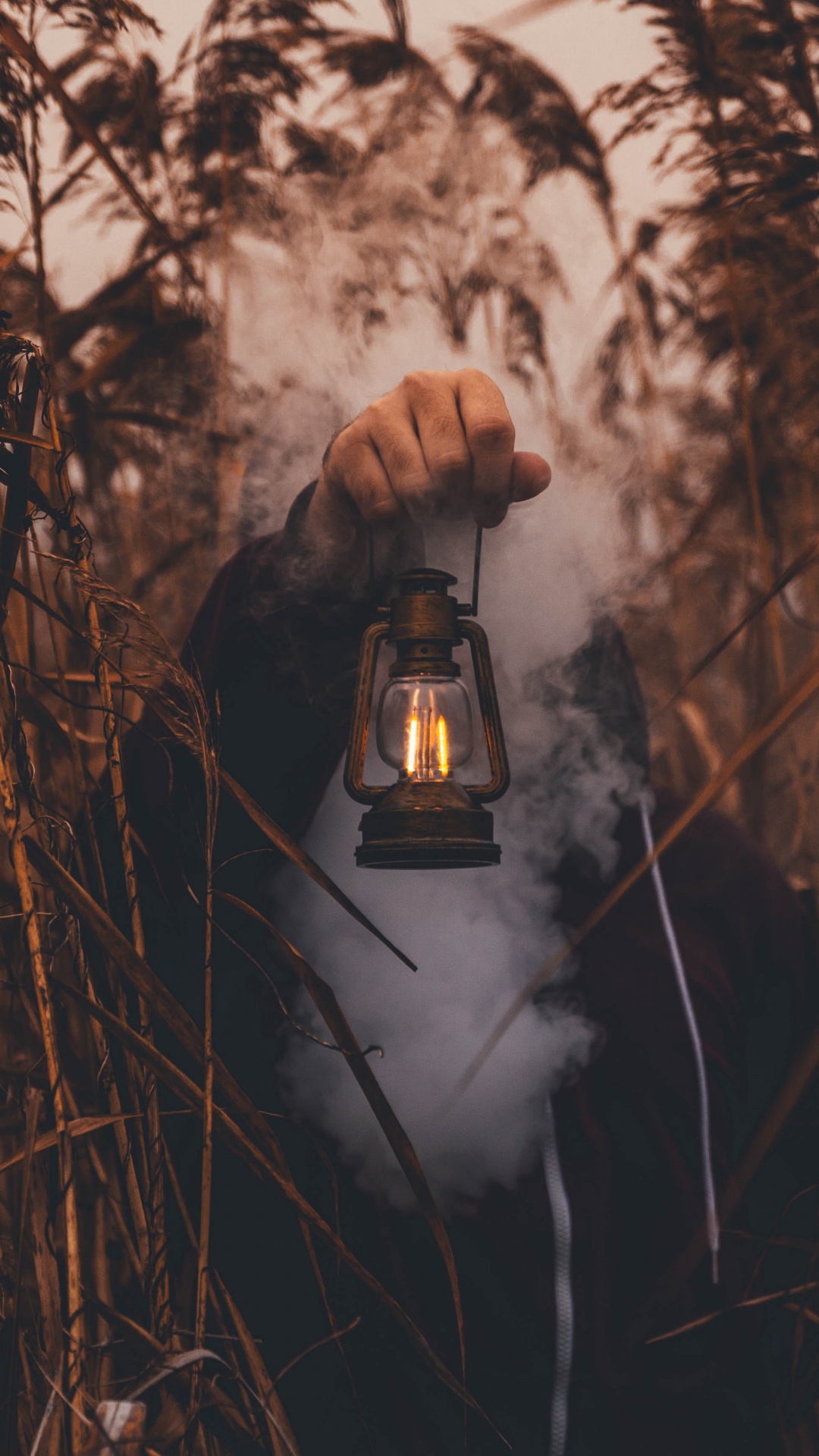 Person in Schwarzer Jacke Mit Brauner Laterne. Wallpaper in 1080x1920 Resolution