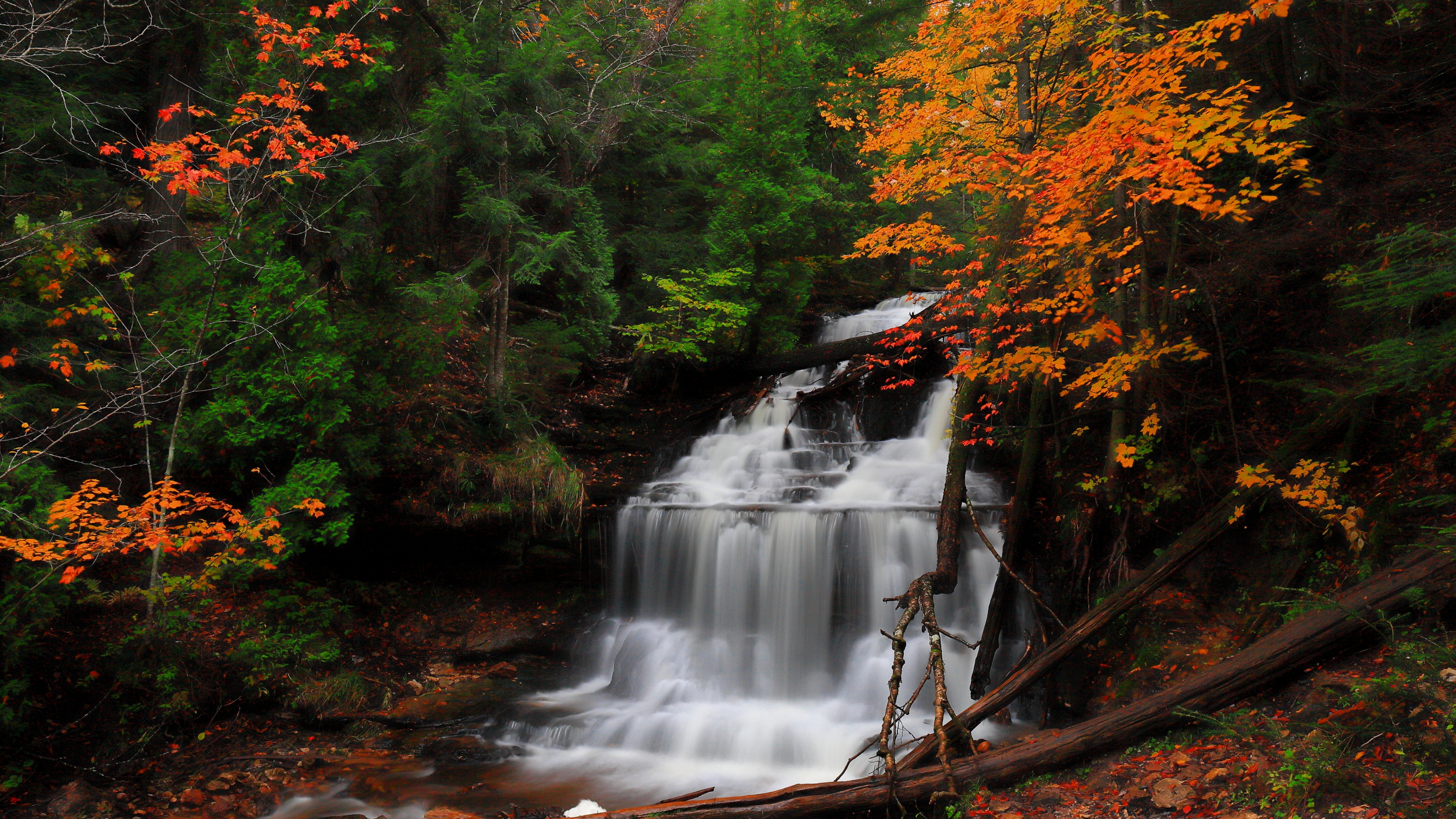 Wasser, Wasserfall, Baum, Herbst, Plitvicer Seen National Park. Wallpaper in 3840x2160 Resolution
