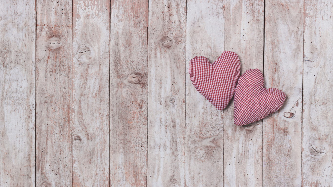Heart, Valentines Day, Pink, Wood, Pattern. Wallpaper in 1366x768 Resolution