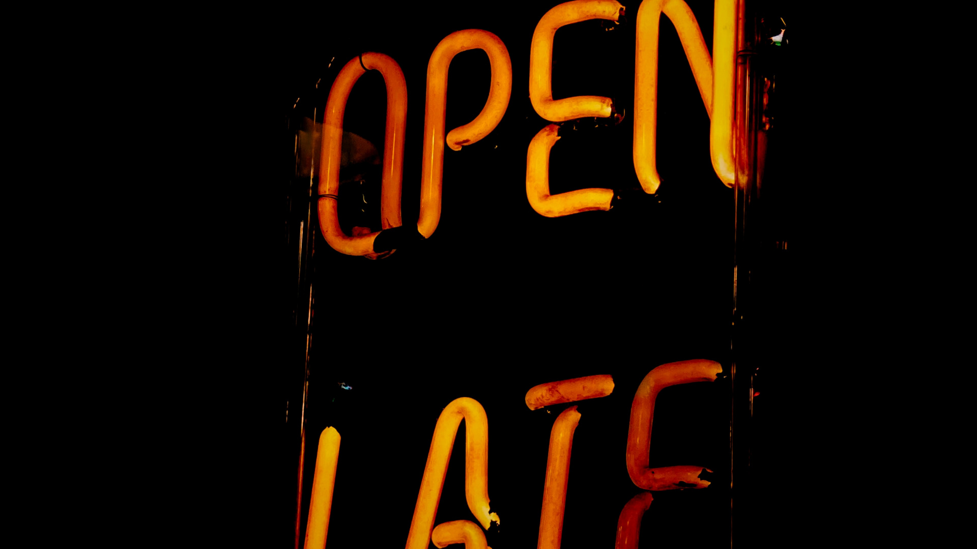 Orange and Black Open Neon Light Signage. Wallpaper in 1920x1080 Resolution