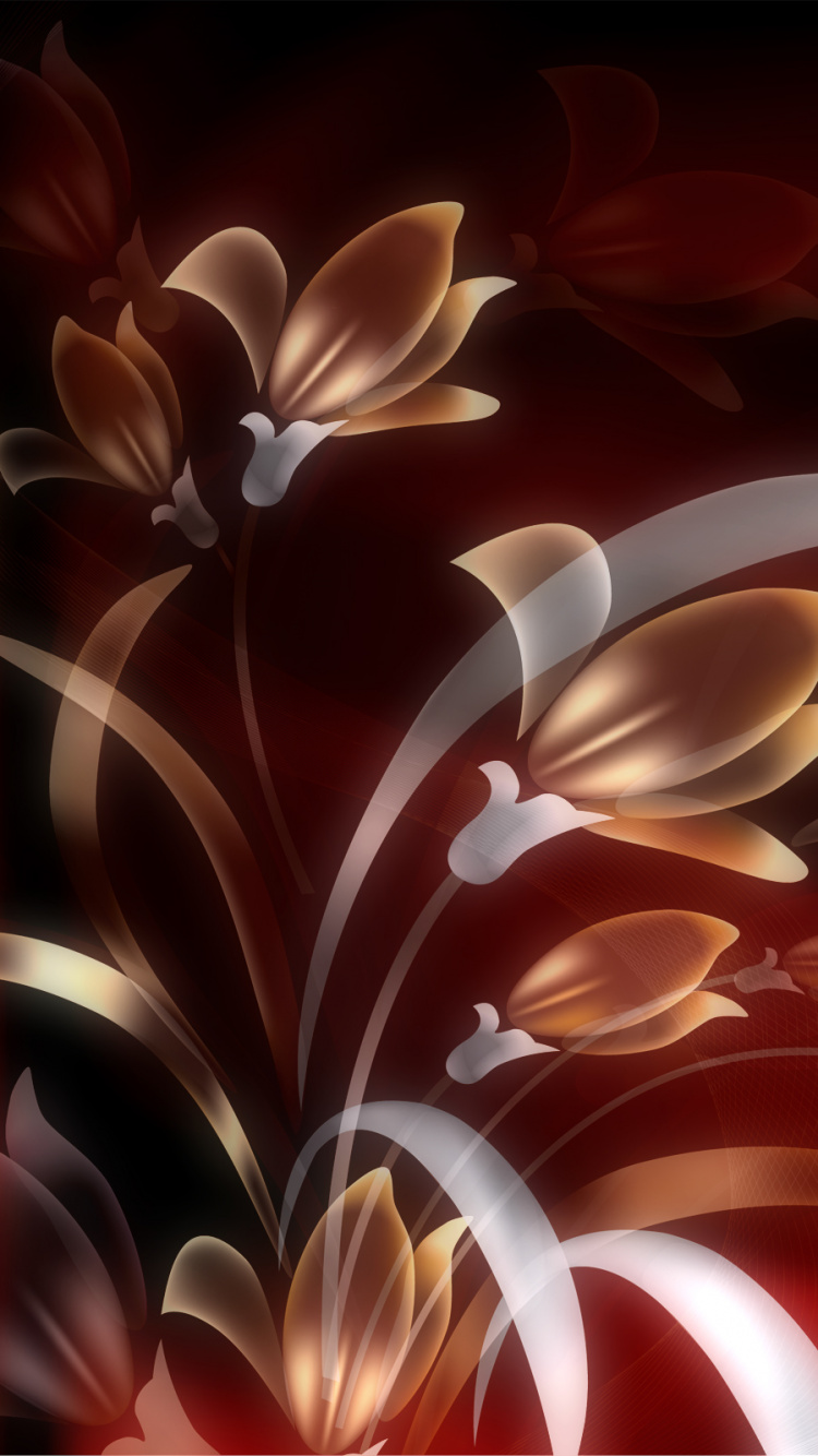 Red and Yellow Flower Illustration. Wallpaper in 750x1334 Resolution