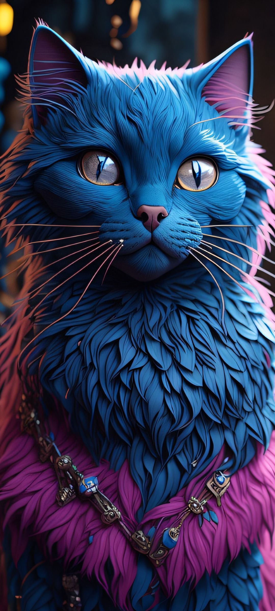 Wallpaper Aesthetics Purple Neon Blue Cat Background  Download Free  Image