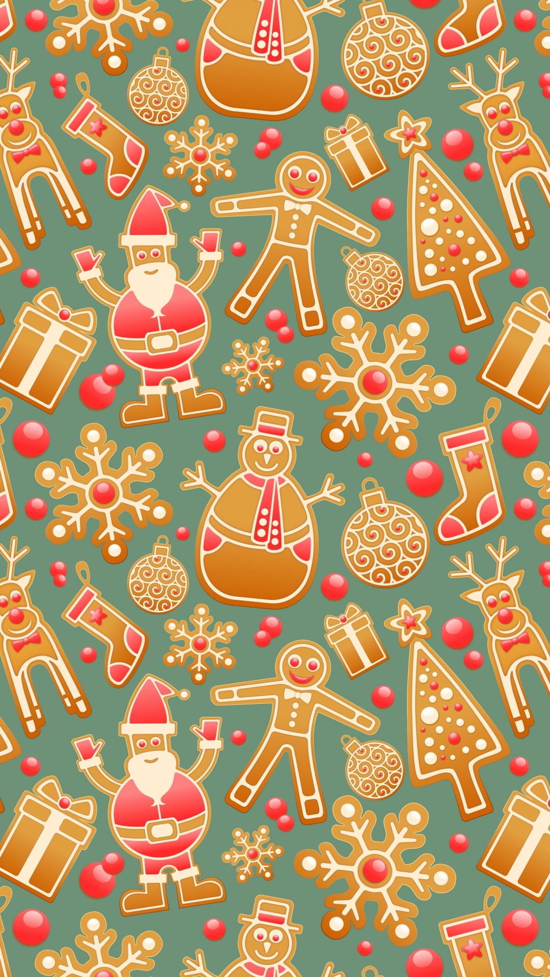 Christmas Day, Santa Claus, Pattern, Art, New Year. Wallpaper in 1080x1920 Resolution