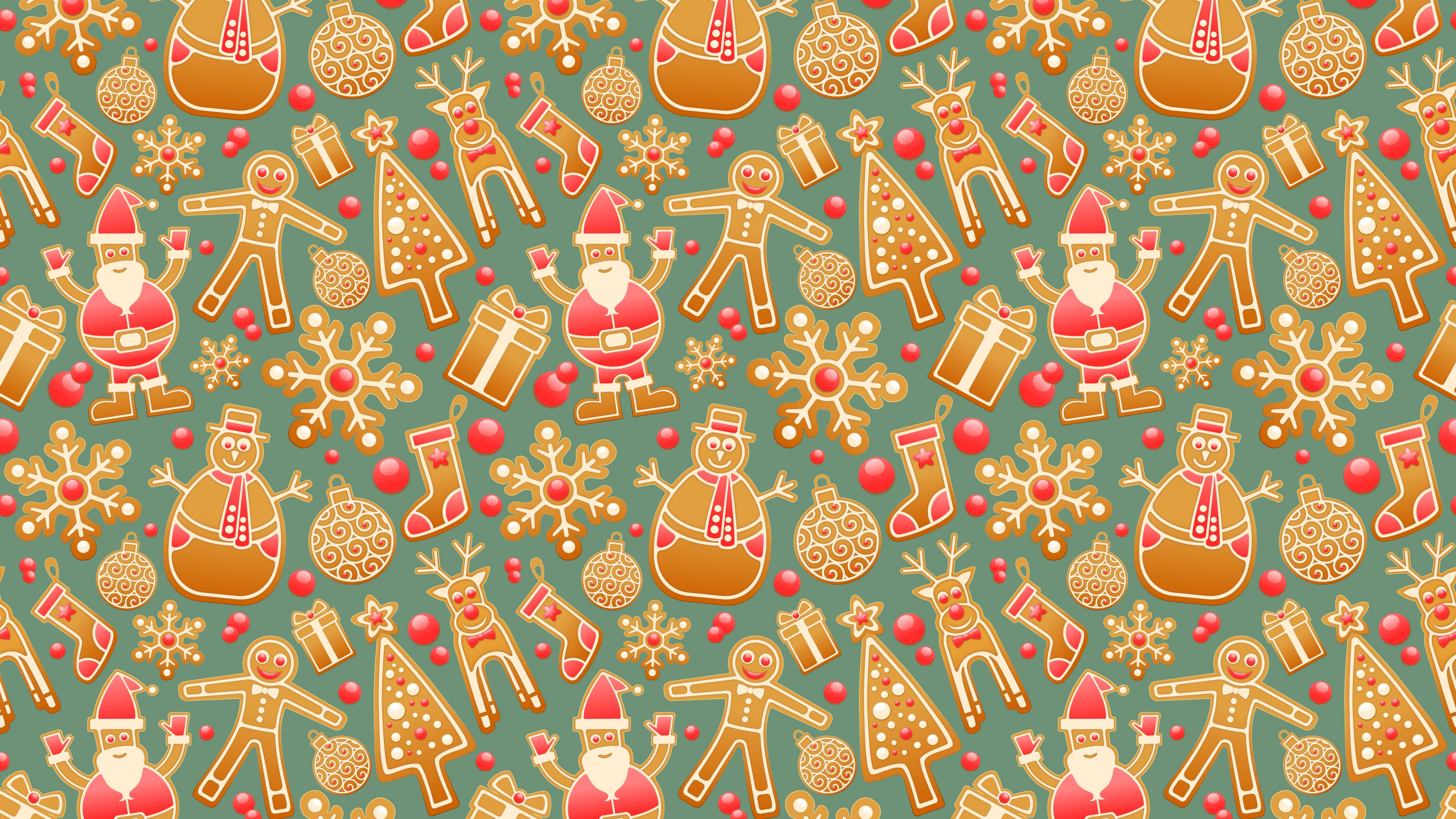 Christmas Day, Santa Claus, Pattern, Art, New Year. Wallpaper in 3840x2160 Resolution