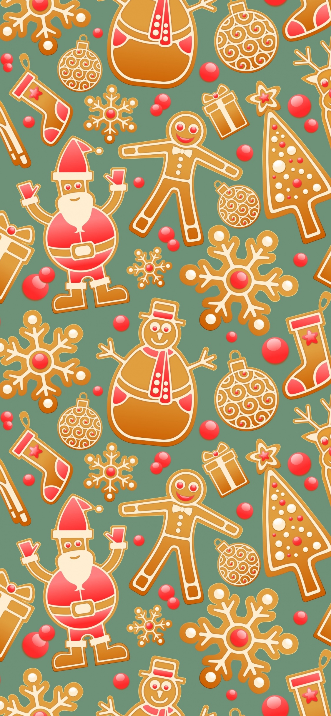 El Día De Navidad, Santa Claus, Patrón, Arte, Nochevieja. Wallpaper in 1125x2436 Resolution