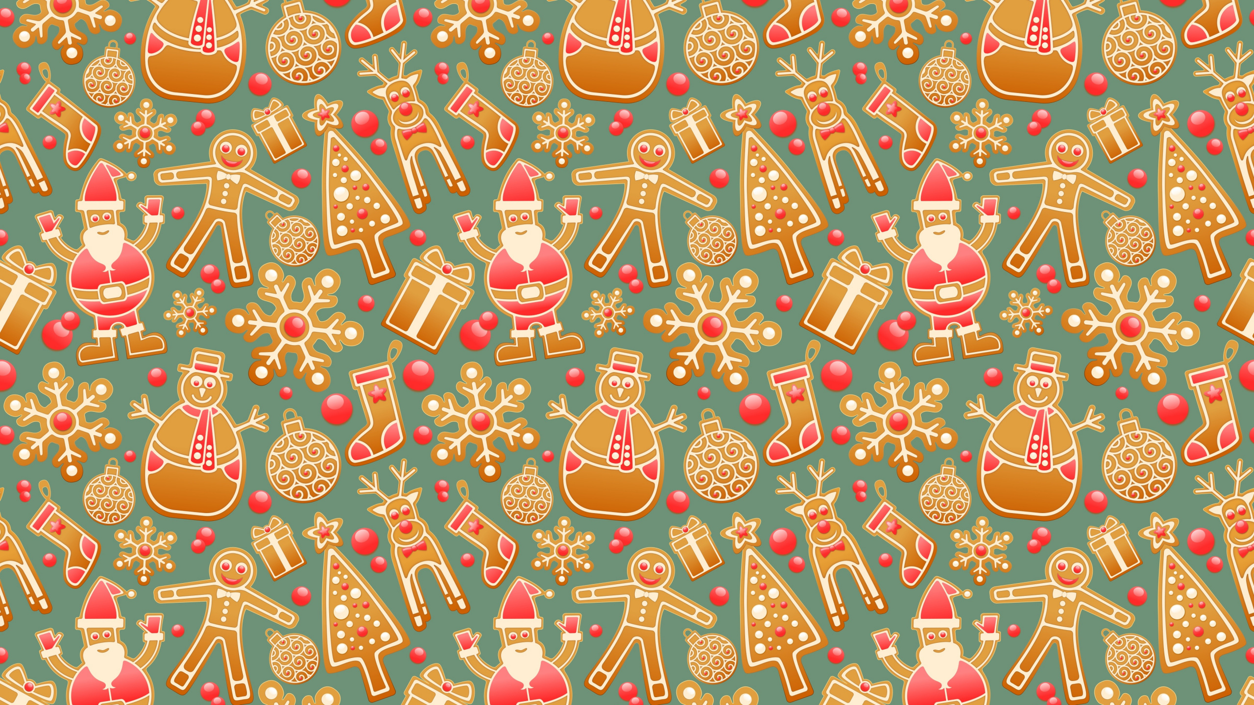 El Día De Navidad, Santa Claus, Patrón, Arte, Nochevieja. Wallpaper in 2560x1440 Resolution