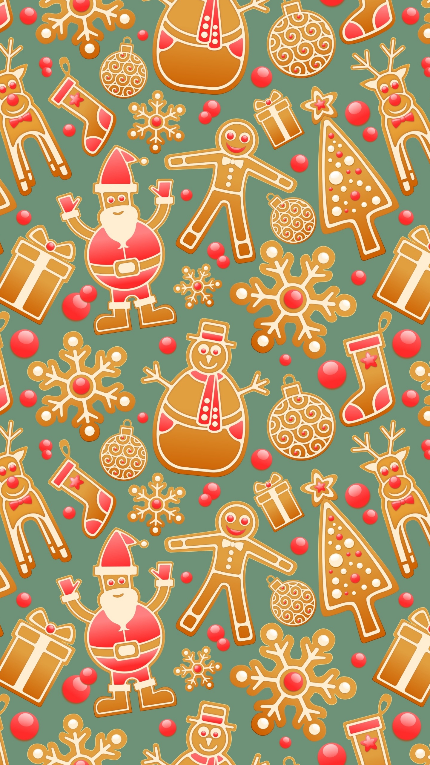 Weihnachten, Weihnachtsmann, Muster, Kunst, Neujahr. Wallpaper in 1440x2560 Resolution