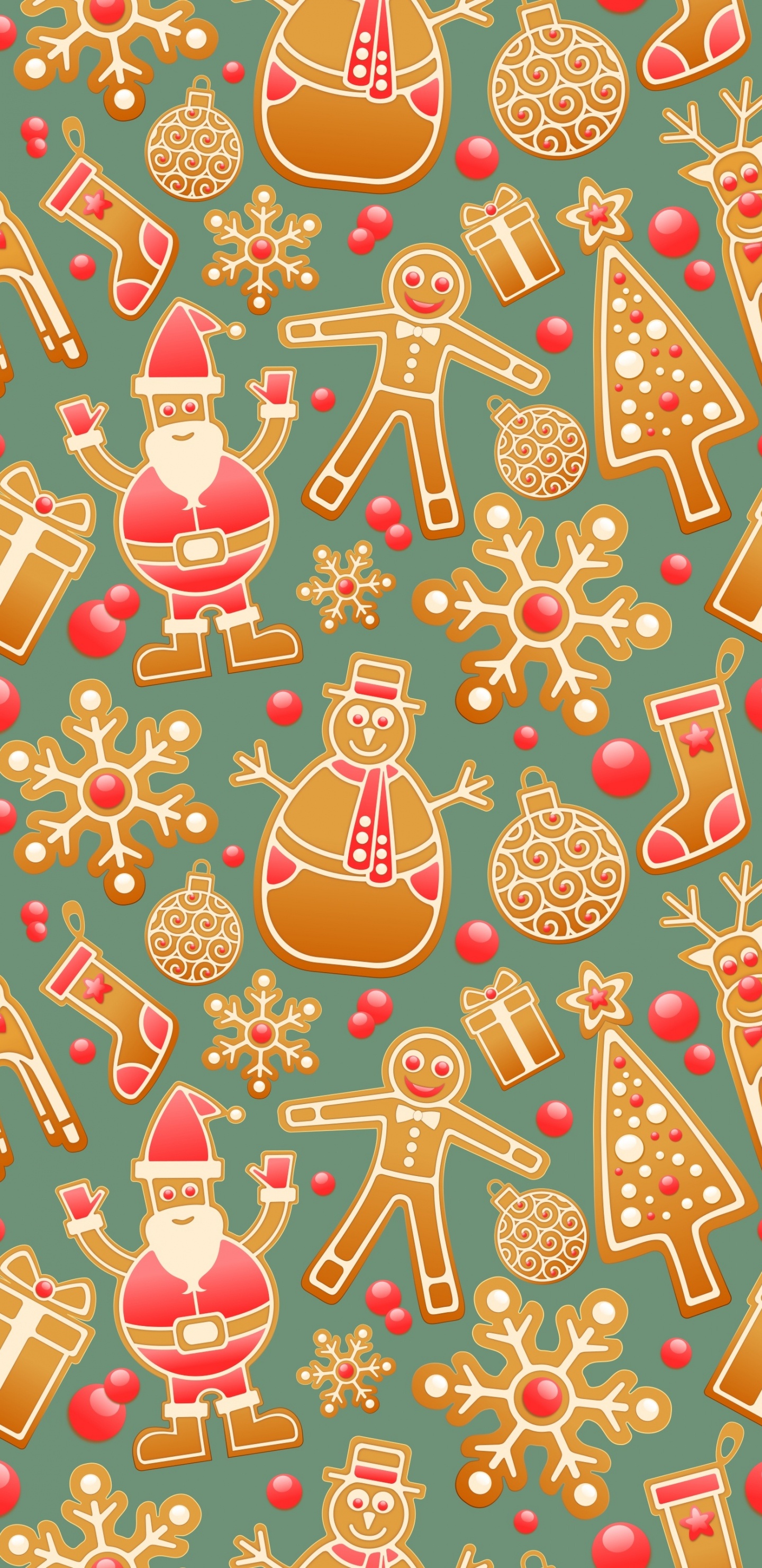 Weihnachten, Weihnachtsmann, Muster, Kunst, Neujahr. Wallpaper in 1440x2960 Resolution