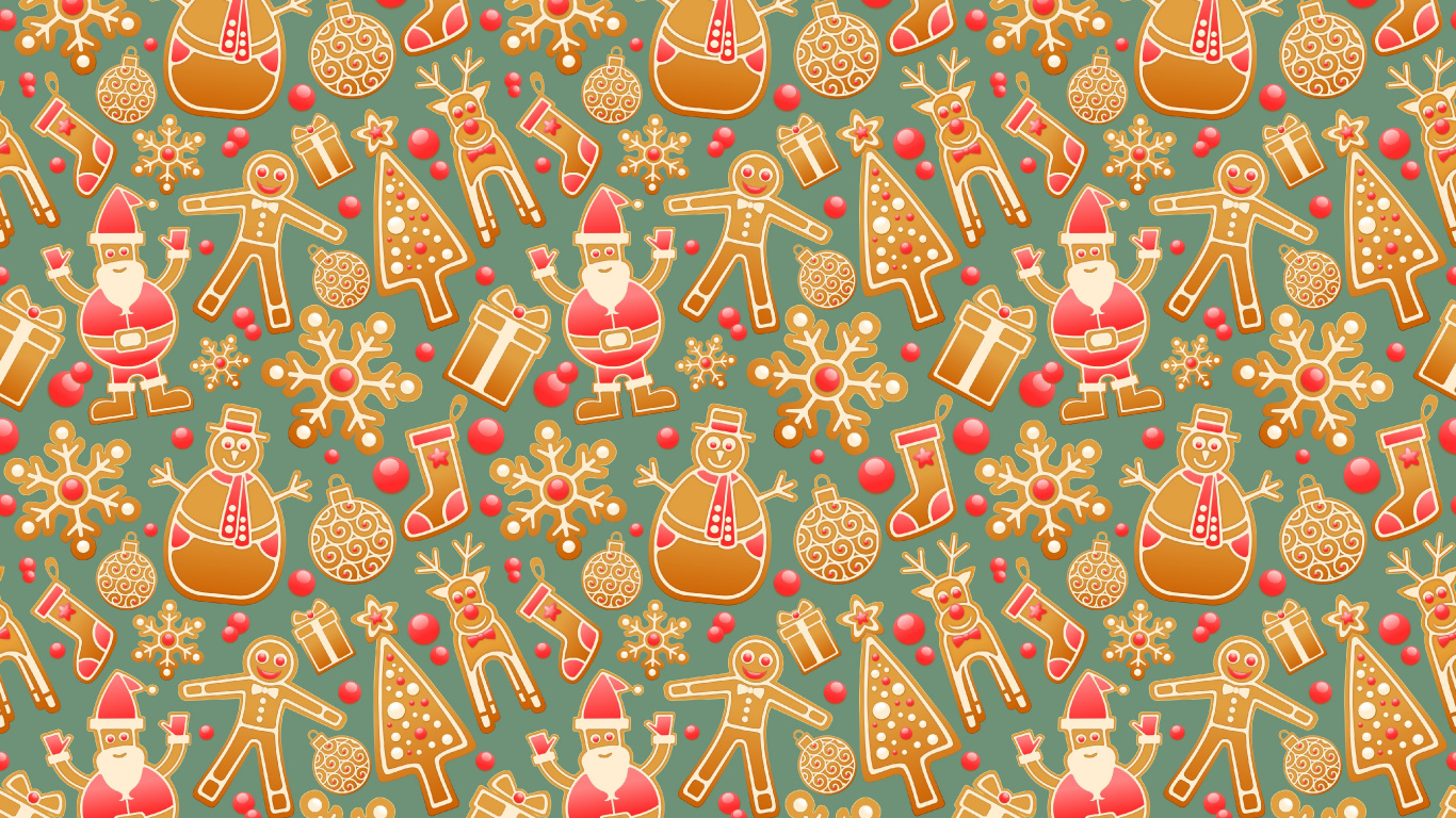 Le Jour De Noël, Santa Claus, Art, Nouvelle Année, Homme de Pain D'épice. Wallpaper in 1366x768 Resolution