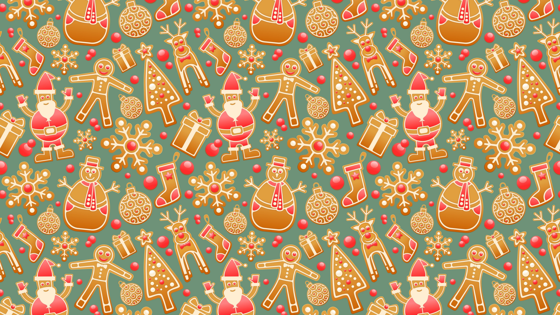 Le Jour De Noël, Santa Claus, Art, Nouvelle Année, Homme de Pain D'épice. Wallpaper in 1920x1080 Resolution