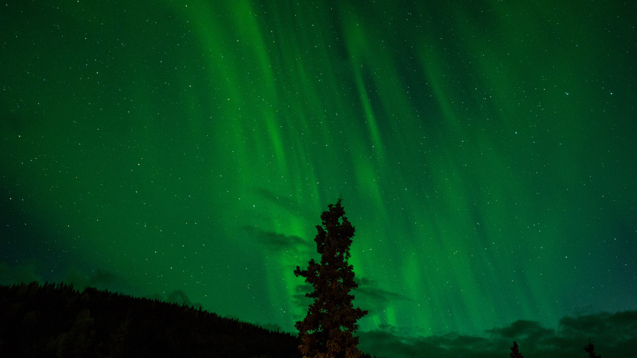 Aurora, Night, Green, Nature, Light. Wallpaper in 1280x720 Resolution