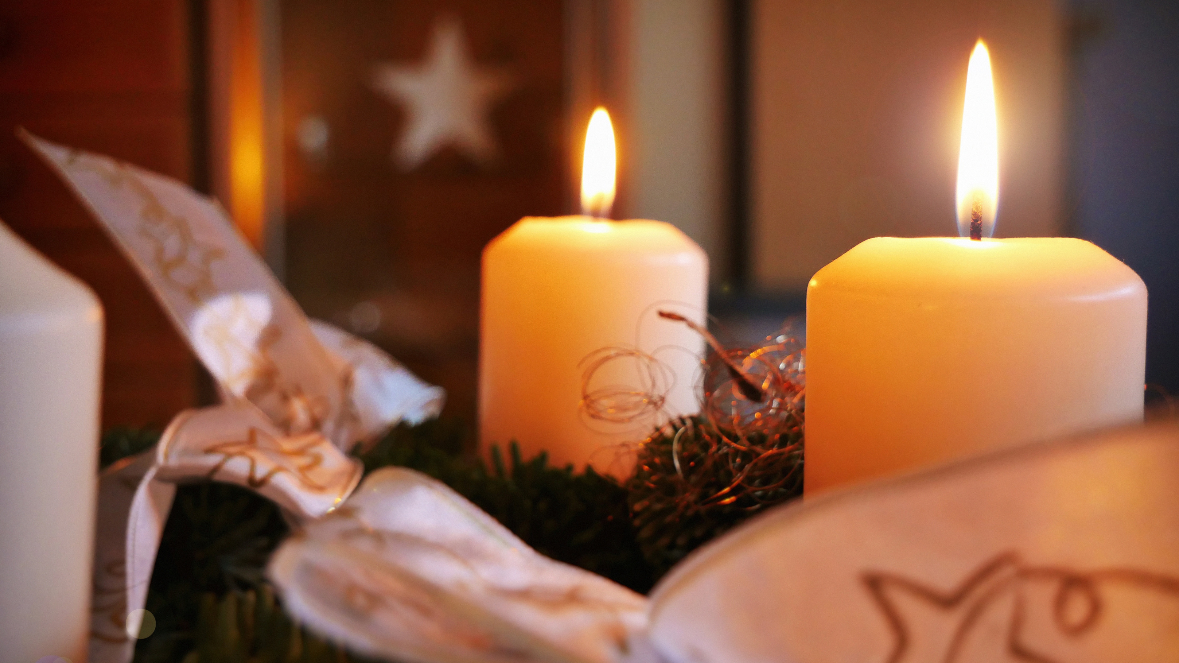 Bougie, Le Jour De Noël, Décoration de Noël, Éclairage, Lumière. Wallpaper in 3840x2160 Resolution