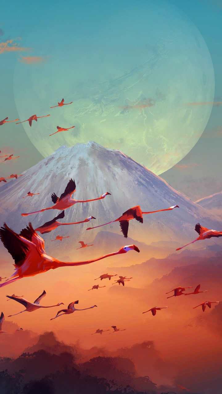 L'art Numérique, Atmosphère, Art, Sommet, le Relief Volcanique. Wallpaper in 720x1280 Resolution