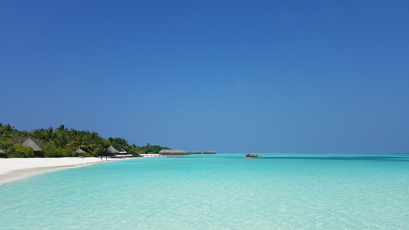 大海, 马尔代夫, 环礁, 度假, Cove 壁纸 1366x768 允许