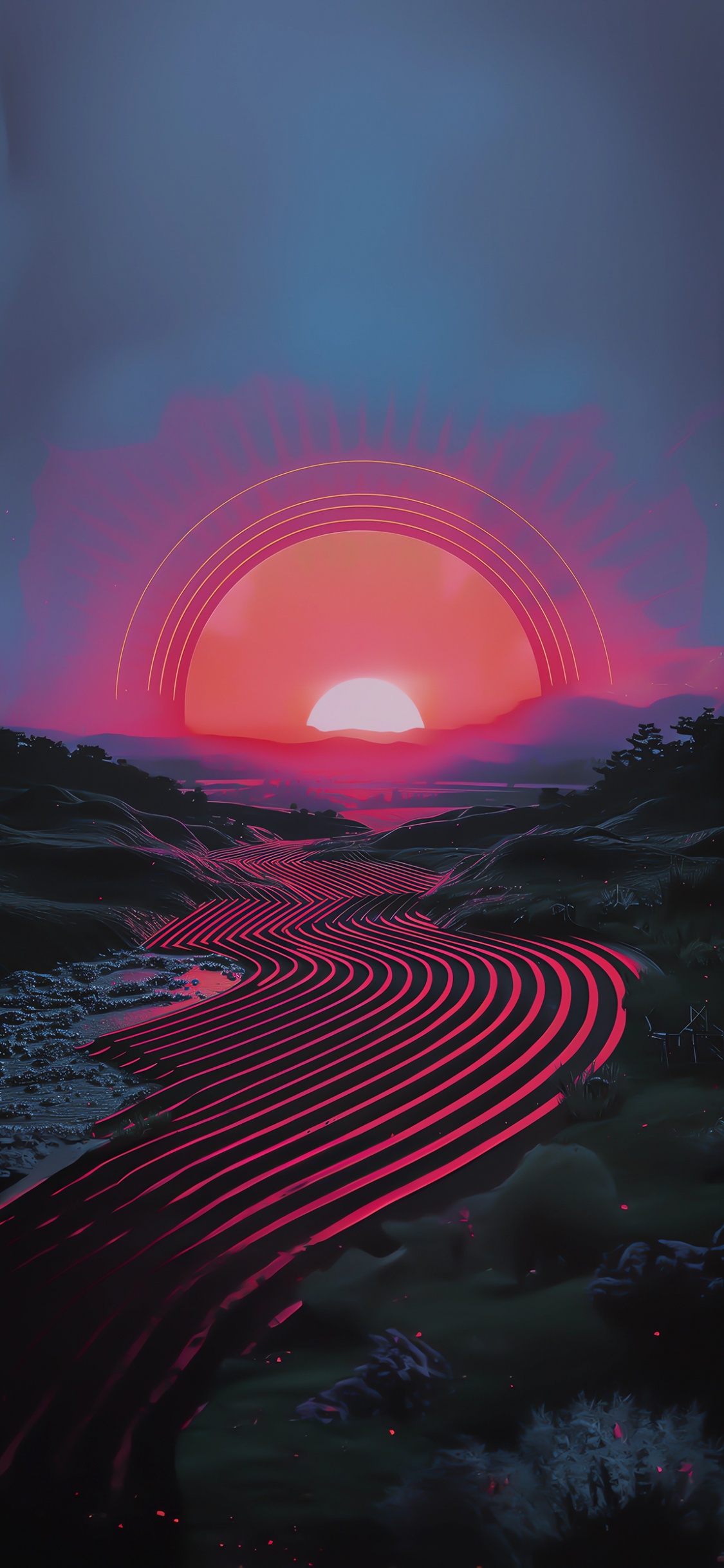 Atardecer, Arte, Naturaleza, Paisaje Natural, Afterglow. Wallpaper in 1125x2436 Resolution