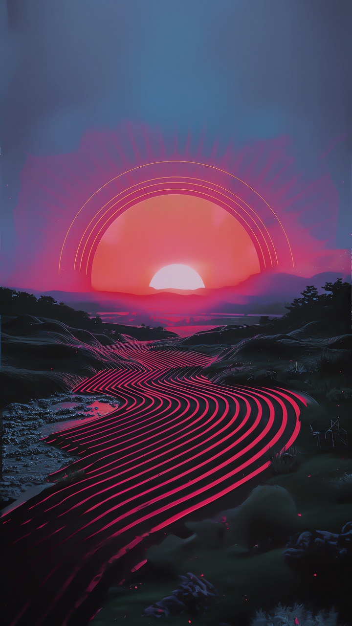 艺术, 性质, 自然景观, 余辉, 日落 壁纸 720x1280 允许