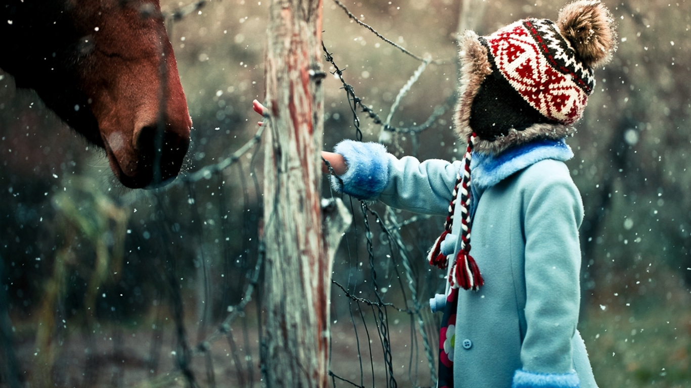 Amusement, Enfant, Neige, Congélation, Glace. Wallpaper in 1366x768 Resolution