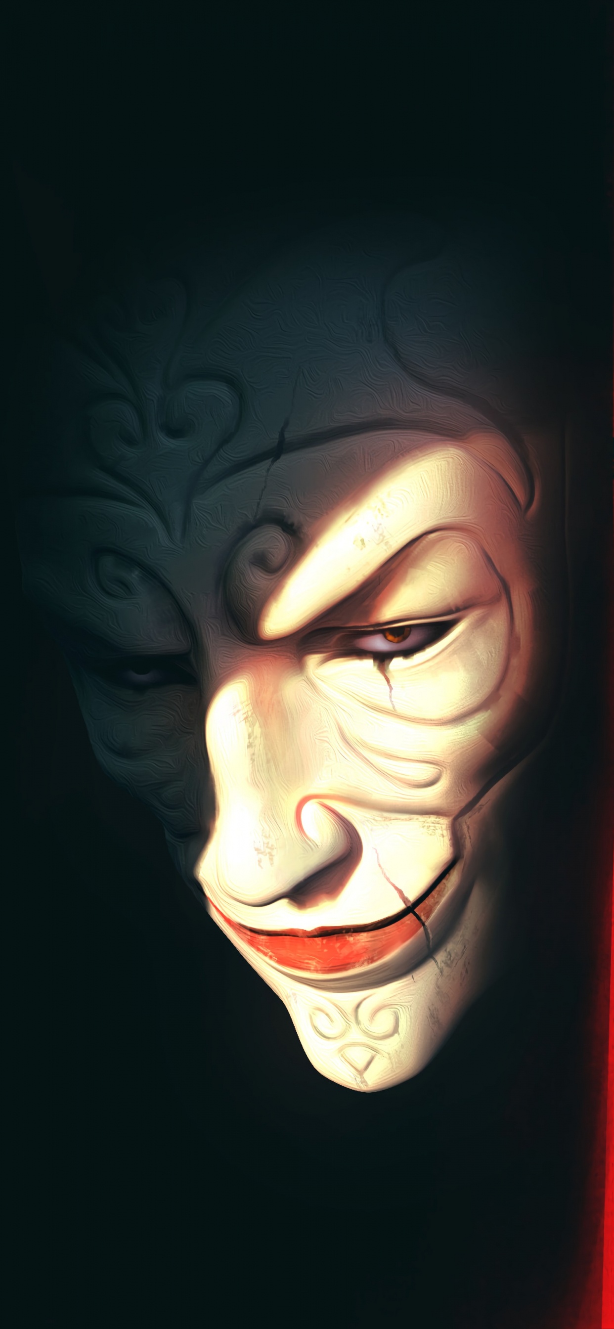 Red and Black Face Painting. Wallpaper in 1242x2688 Resolution