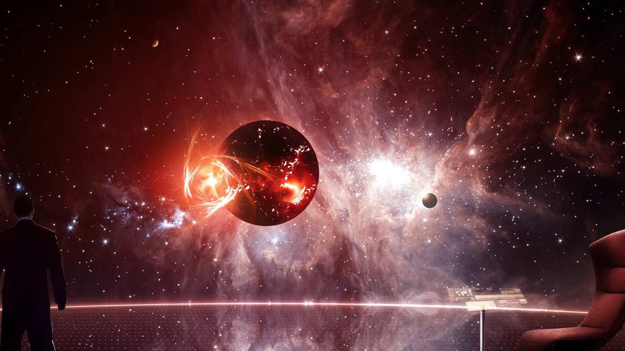 Moon and Stars in The Sky. Wallpaper in 1280x720 Resolution