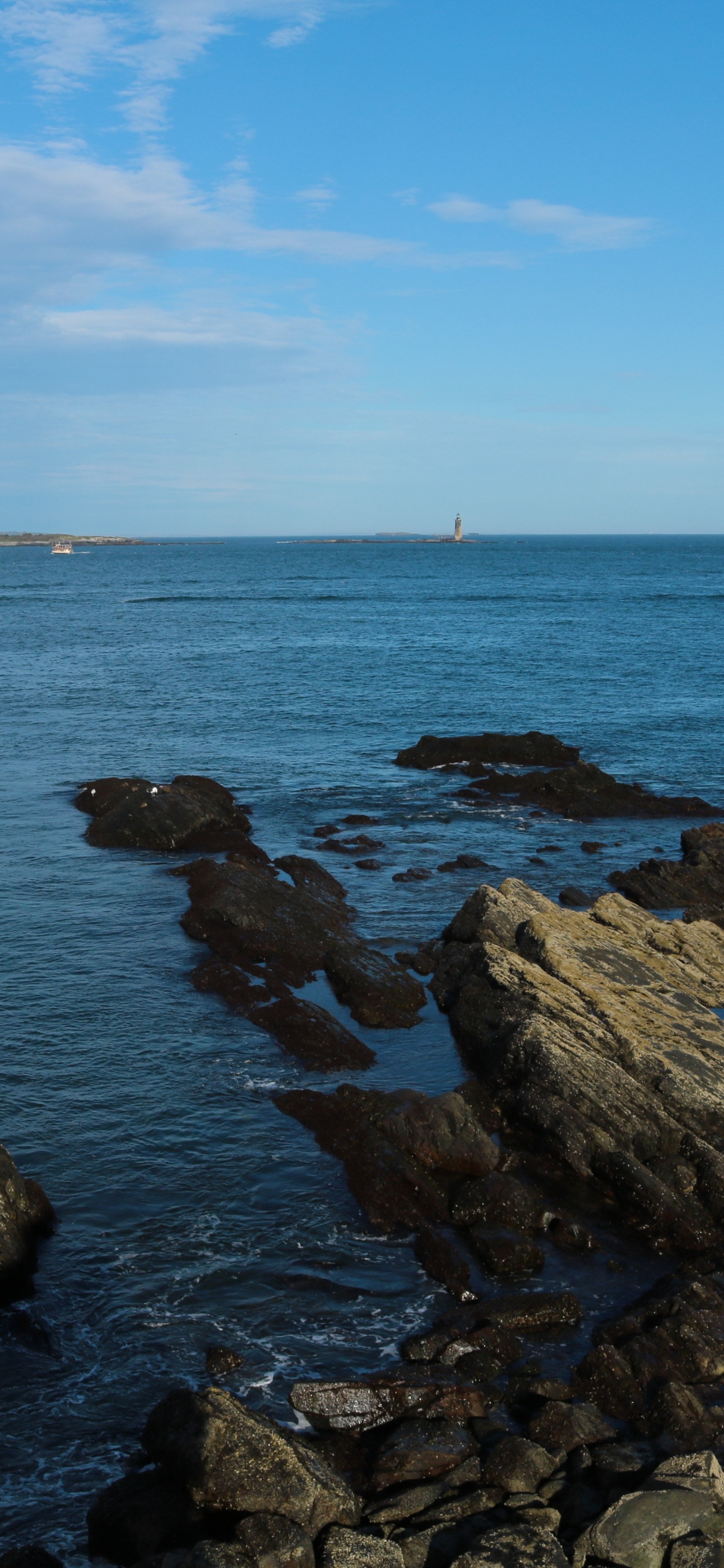 Brown Rocks on Sea Under Blue Sky During Daytime. Wallpaper in 1242x2688 Resolution