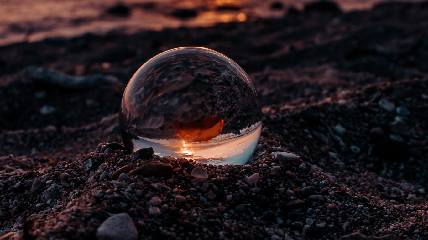 Water, Reflection, Rock, Sky, Fire. Wallpaper in 1366x768 Resolution