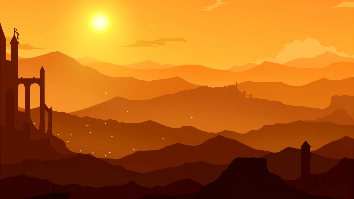Silhouette of Building During Sunset. Wallpaper in 1366x768 Resolution