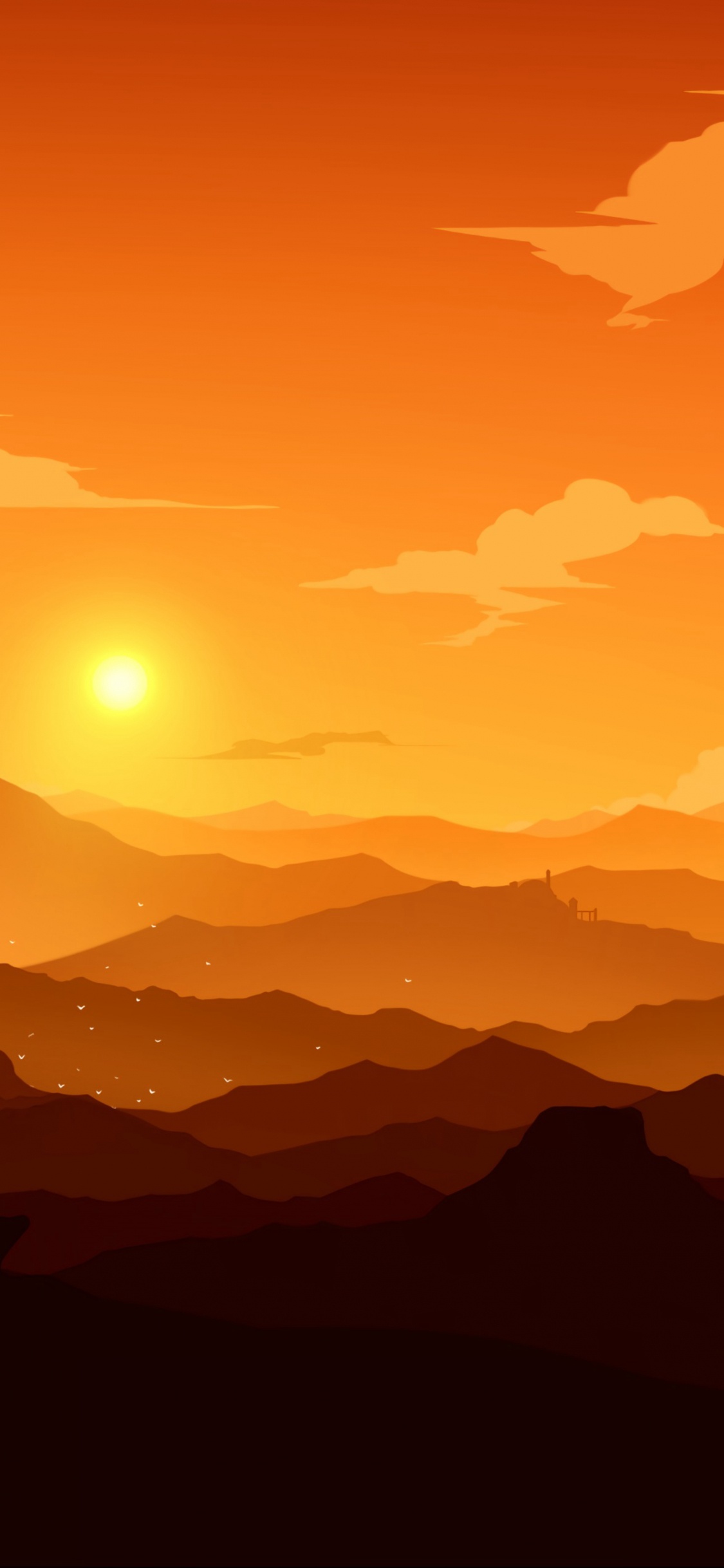 Silueta de Edificio Durante la Puesta de Sol. Wallpaper in 1125x2436 Resolution