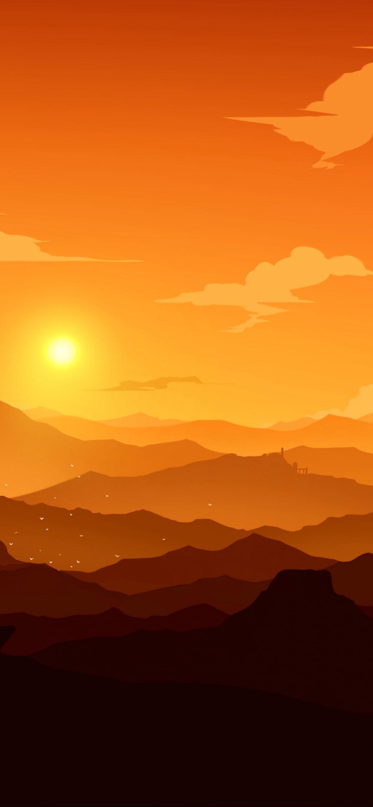 Silueta de Edificio Durante la Puesta de Sol. Wallpaper in 1242x2688 Resolution