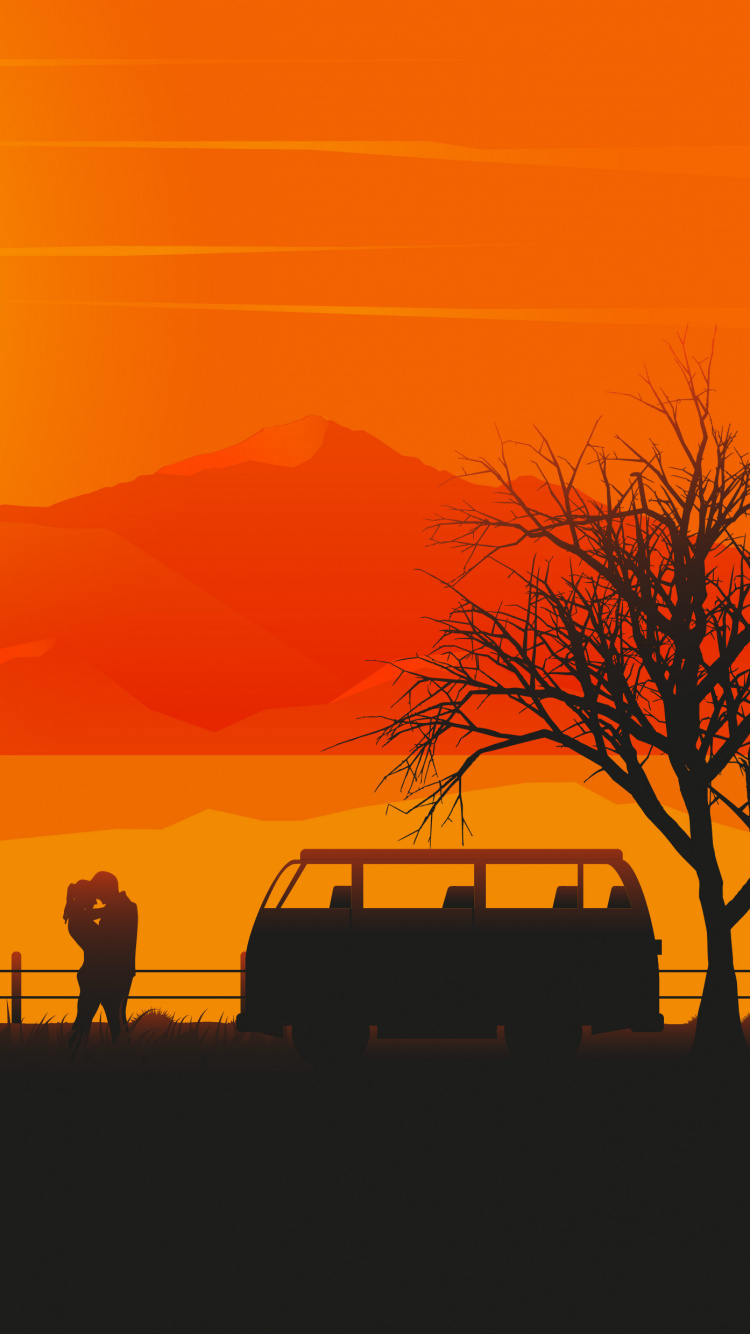 Lever, Horizon, Paysage Naturel, Orange, Soleil. Wallpaper in 750x1334 Resolution