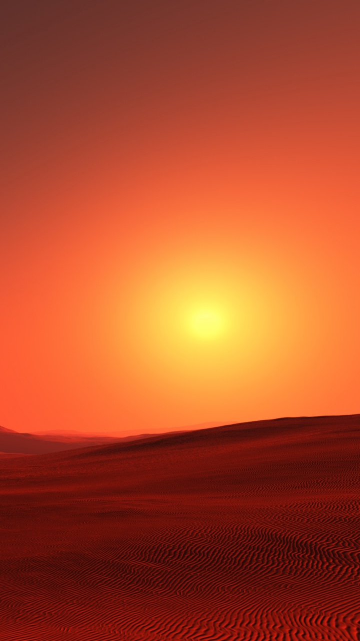 Sable Brun Sous Ciel Orange au Coucher du Soleil. Wallpaper in 720x1280 Resolution