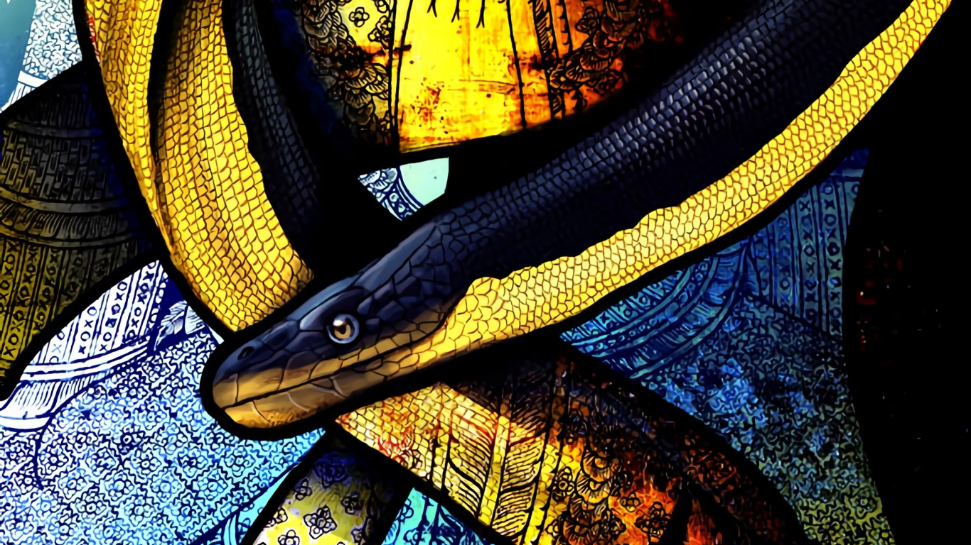 Blaue Gelbe Und Schwarze Schlange. Wallpaper in 1366x768 Resolution
