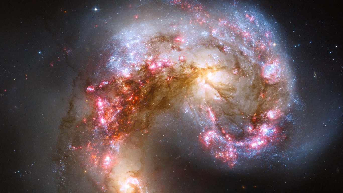 Blue and Red Galaxy Illustration. Wallpaper in 1366x768 Resolution