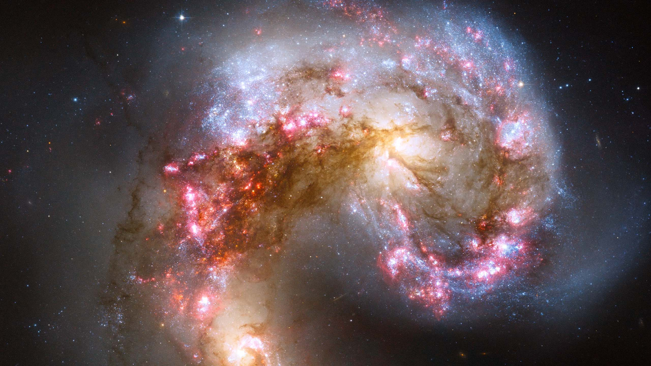 Blaue Und Rote Galaxieillustration. Wallpaper in 1280x720 Resolution