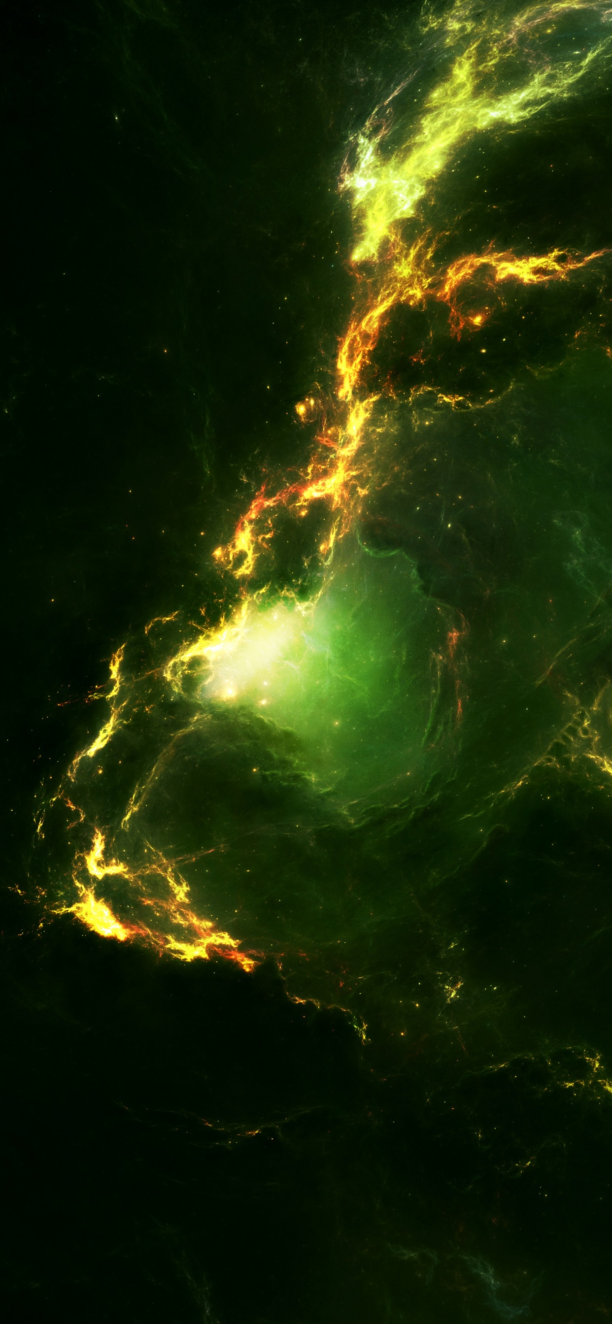 Illustration de la Galaxie Verte et Noire. Wallpaper in 1242x2688 Resolution