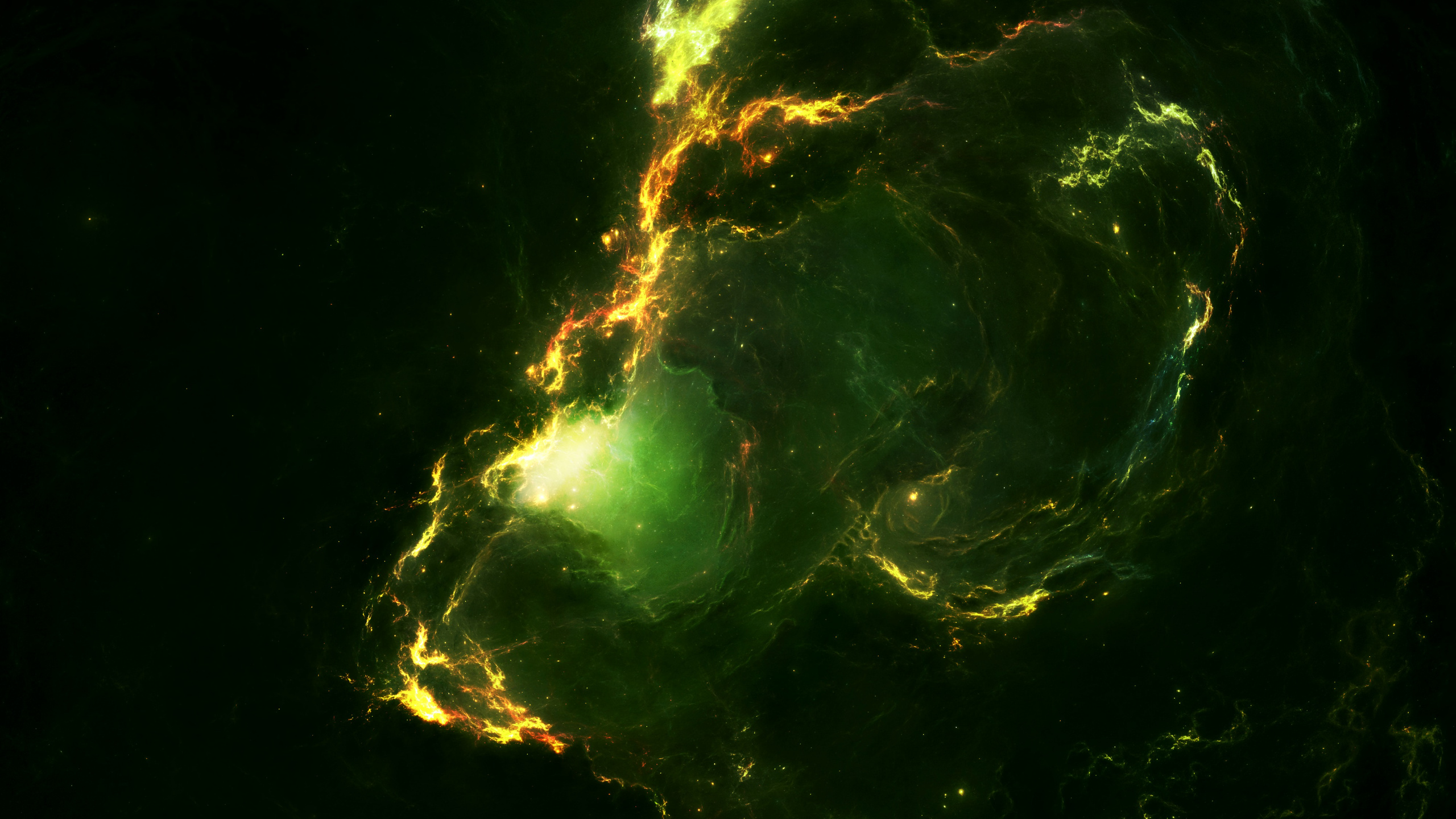 Illustration de la Galaxie Verte et Noire. Wallpaper in 2560x1440 Resolution