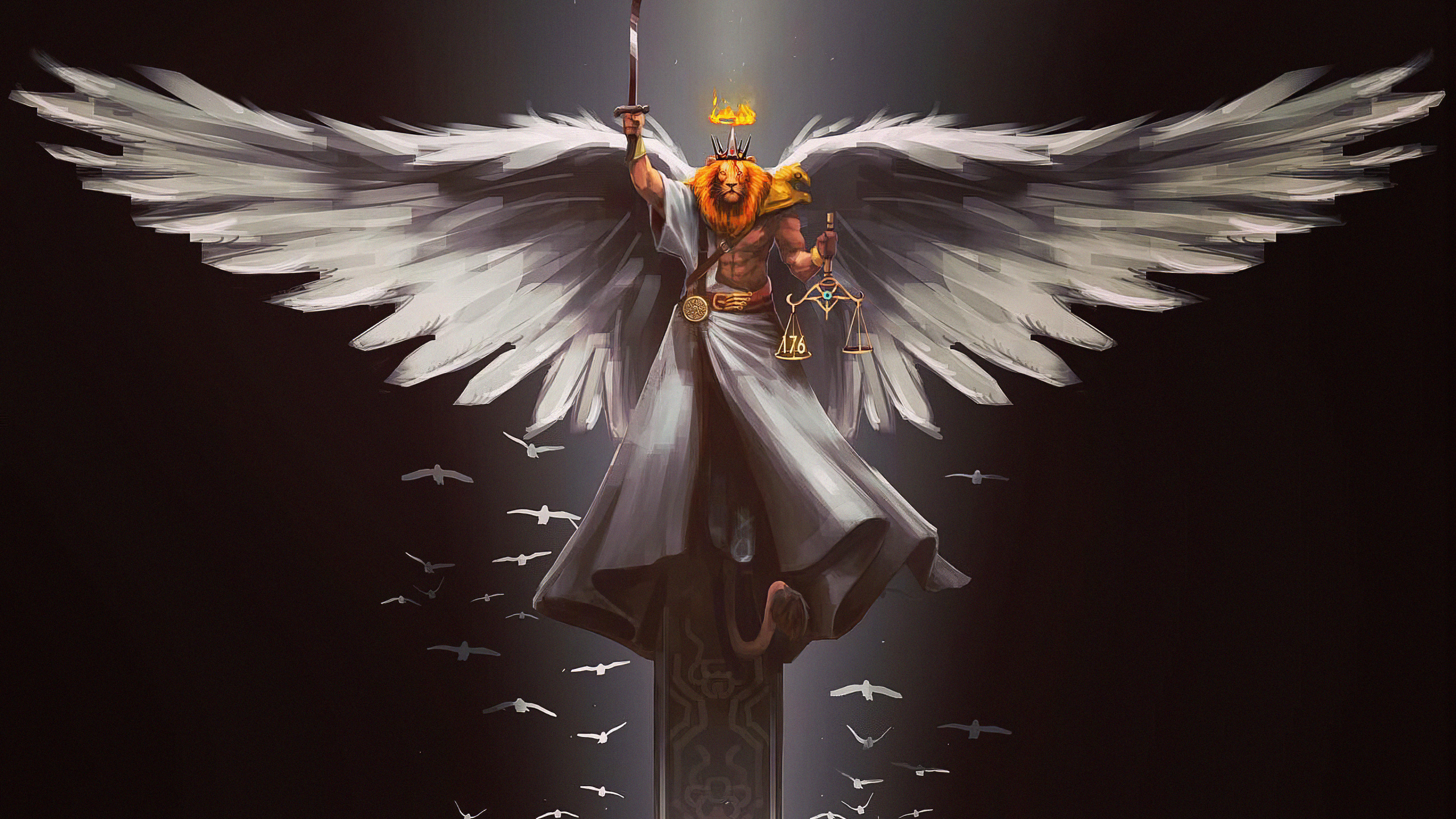 Malerei, Vogel, Schnabel, Feder, Flügel. Wallpaper in 2560x1440 Resolution