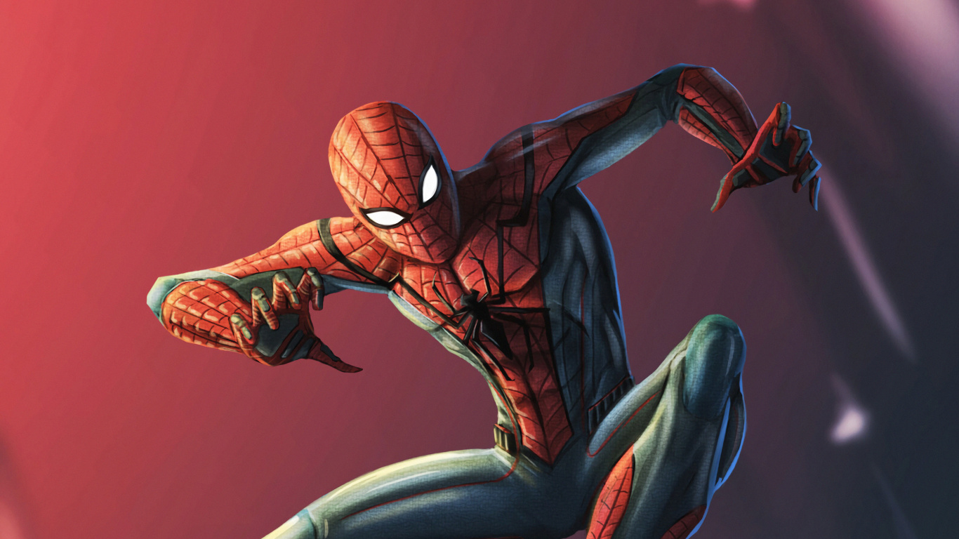 Red and Blue Spider Man Illustration. Wallpaper in 1366x768 Resolution