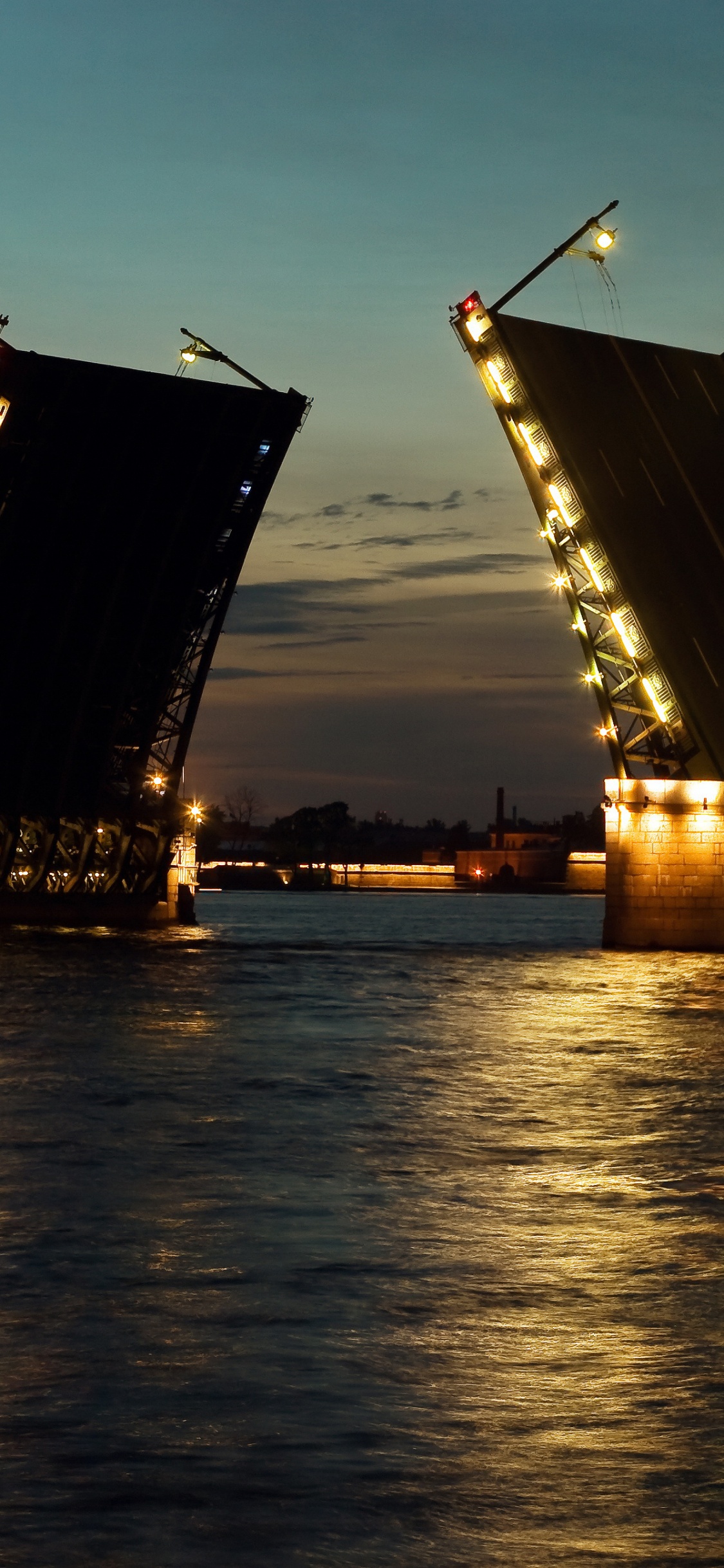 瓦河, 晚上, 可移动座桥, 黄昏, 猩红色的帆 壁纸 1125x2436 允许