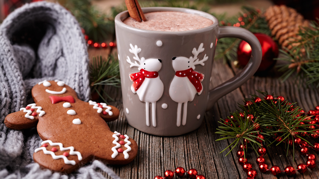 Christmas Day, Coffee Cup, Gingerbread, Cup, Lebkuchen. Wallpaper in 1280x720 Resolution