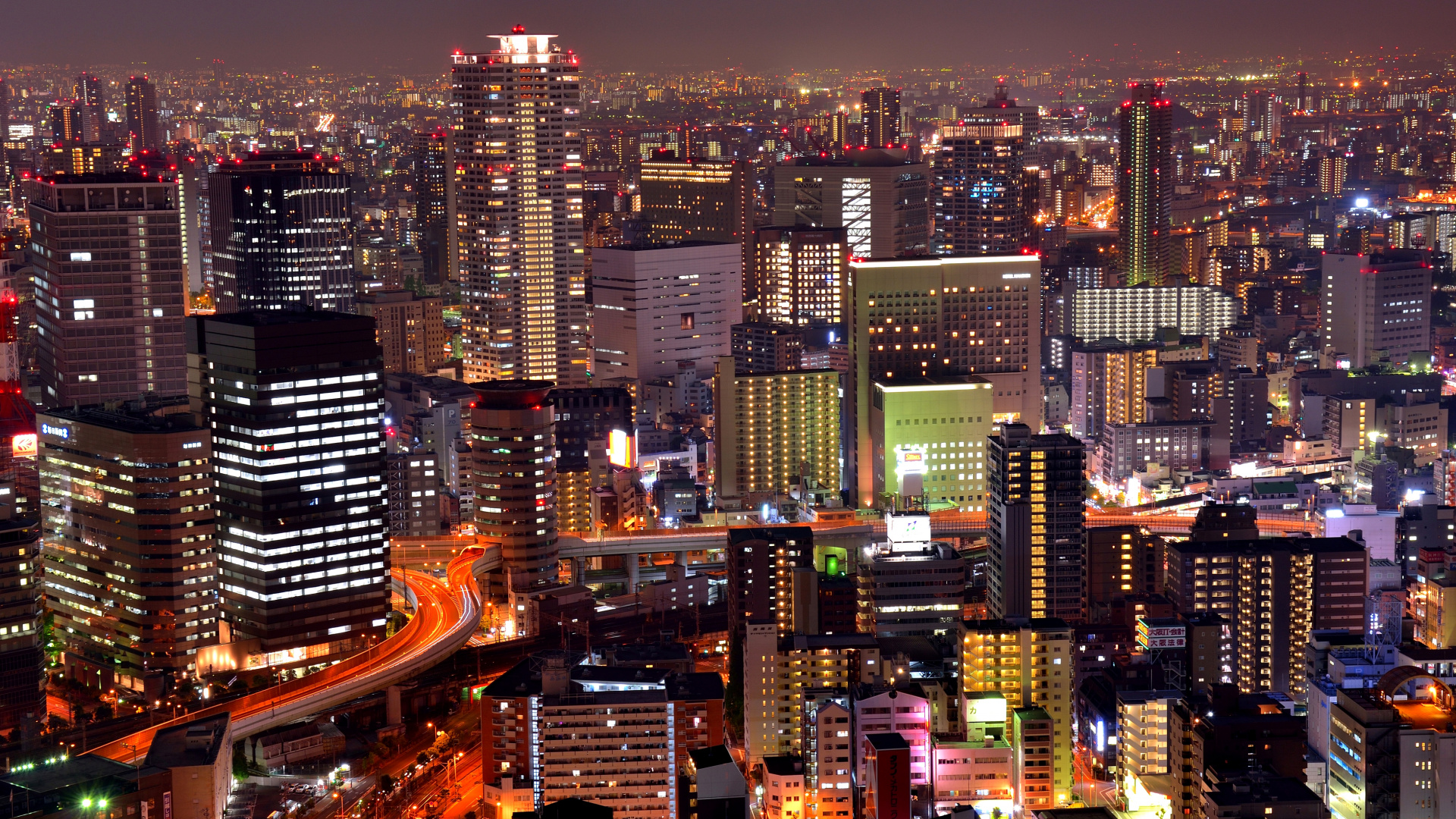 City With High Rise Buildings During Night Time. Wallpaper in 1920x1080 Resolution